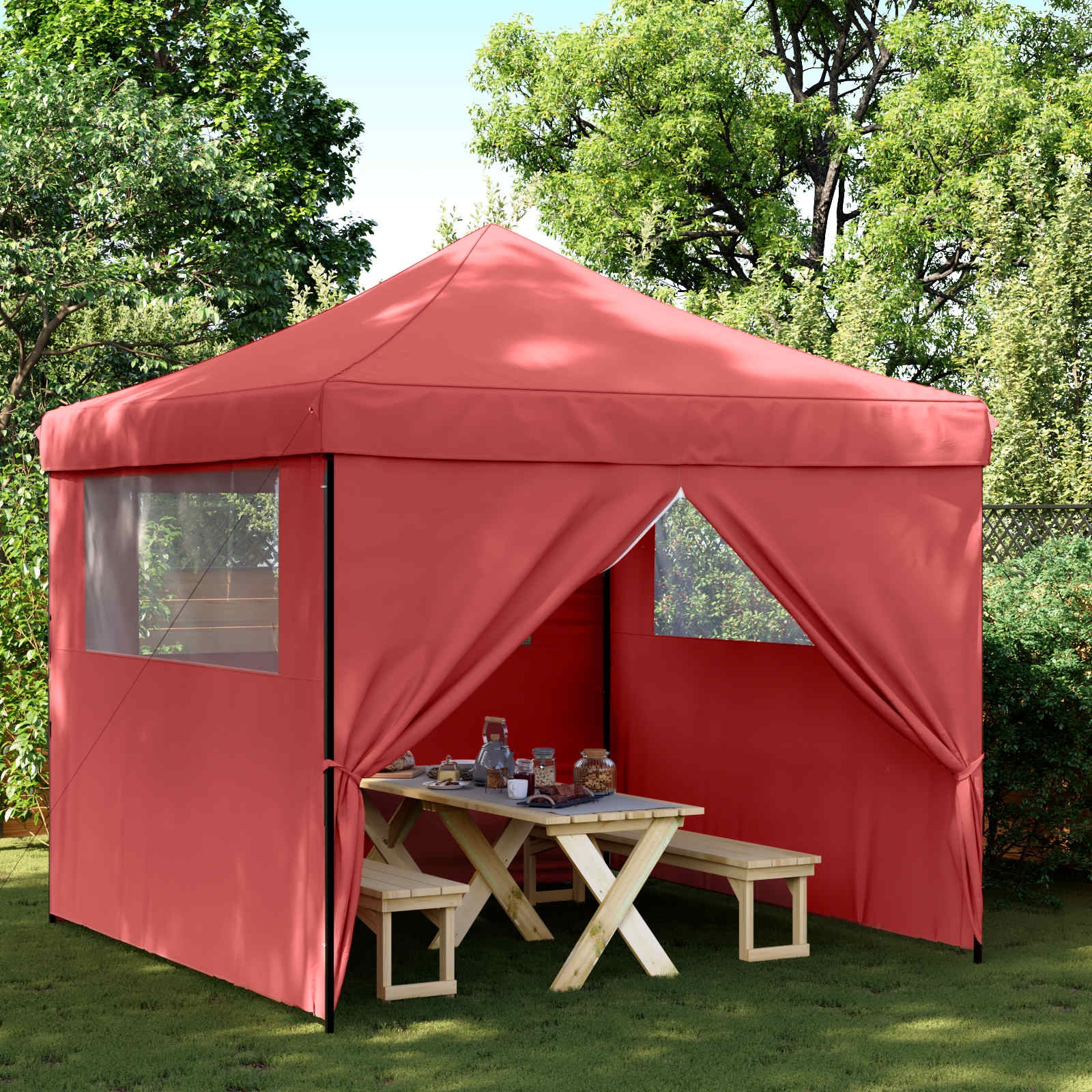Party-Zelt 292 x 292 x 315 cm Bordeauxrot Oxford-Stoff