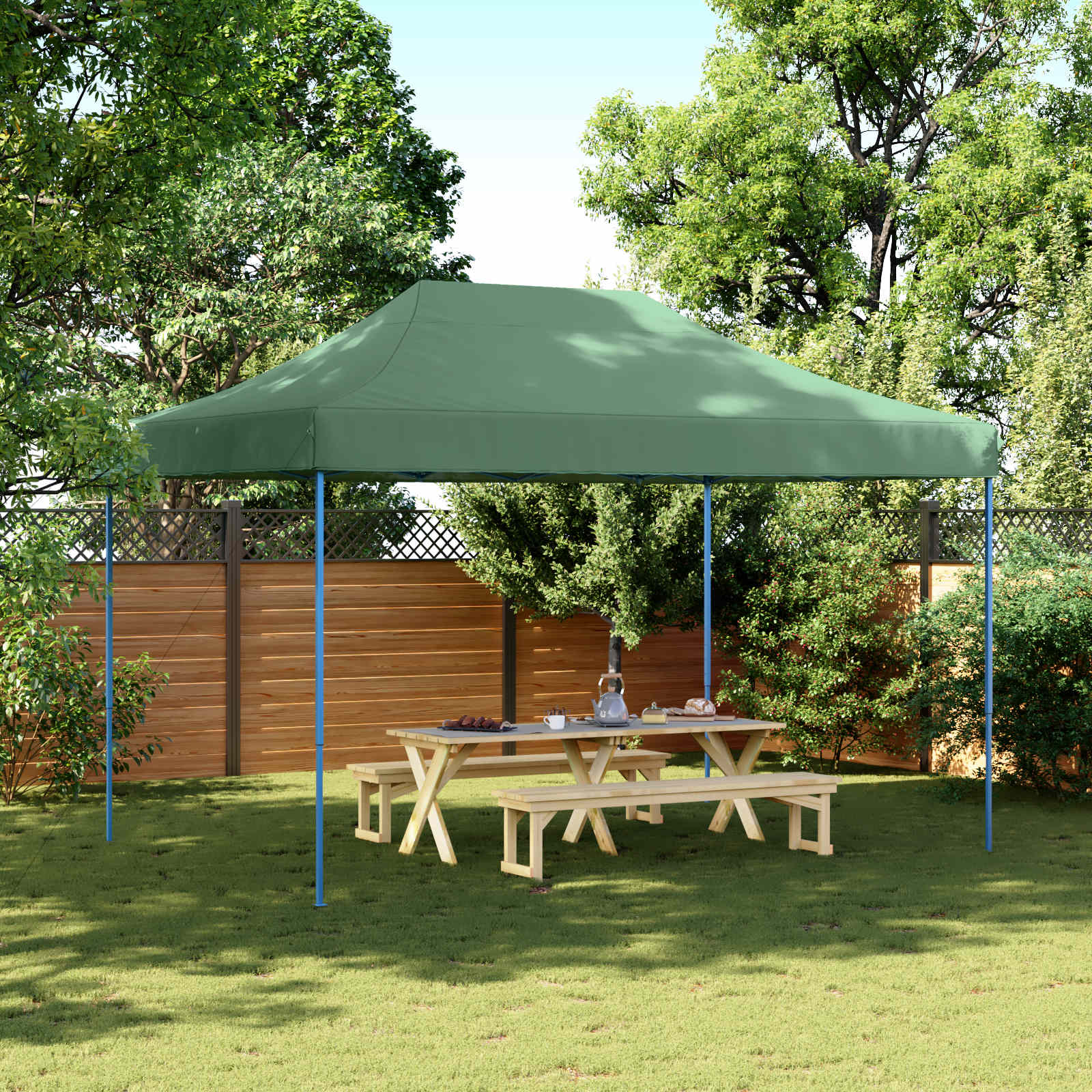 Party-Zelt 279 x 410 x 315 cm Grün Oxford-Stoff