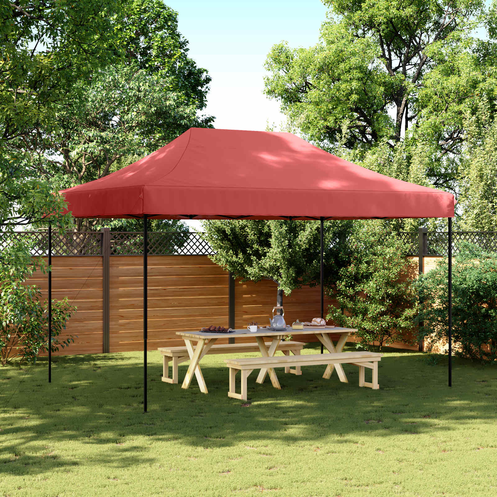 Party-Zelt 279 x 410 x 315 cm Bordeauxrot Oxford-Stoff