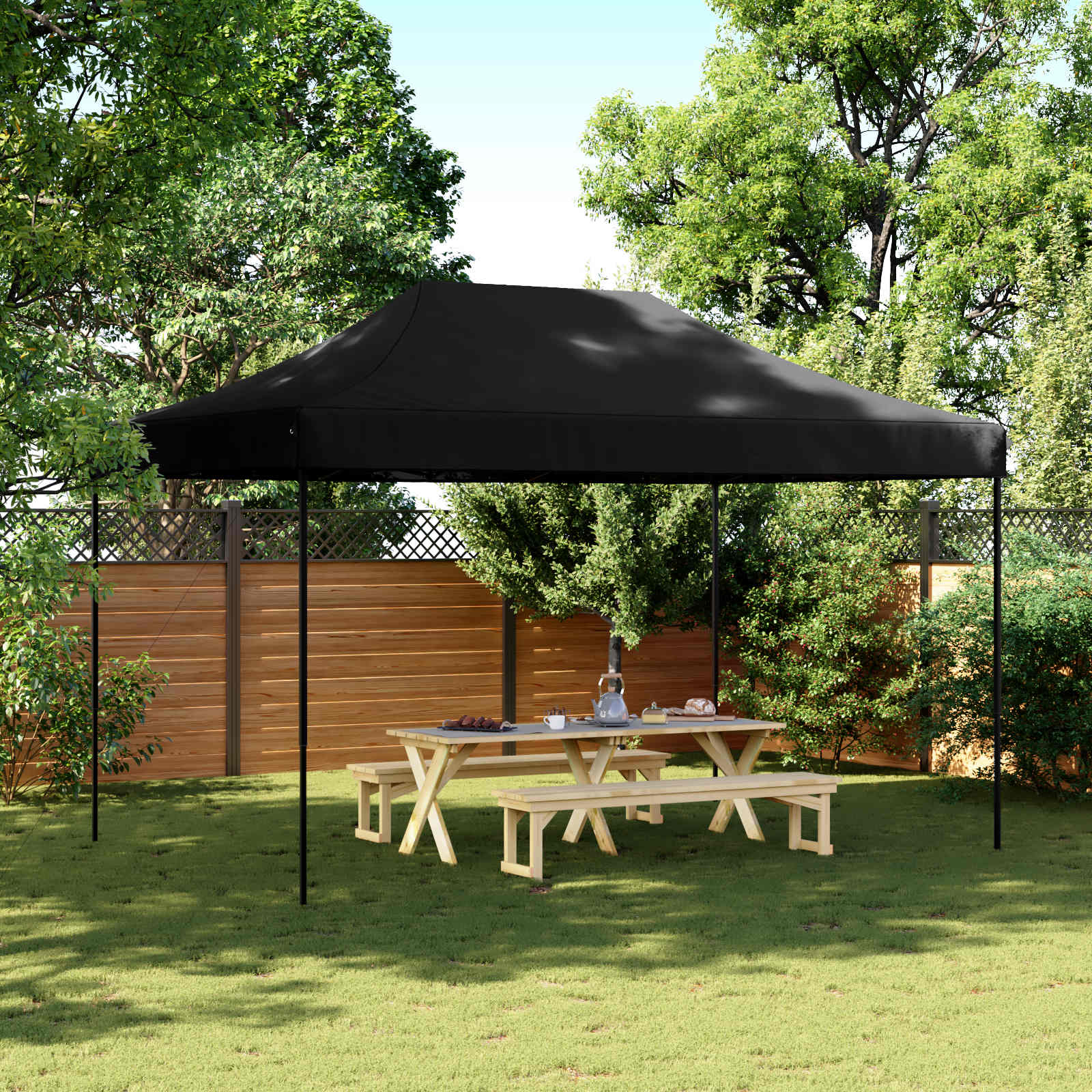 Partyzelt 292 x 440 x 315 cm Schwarz Oxford-Stoff