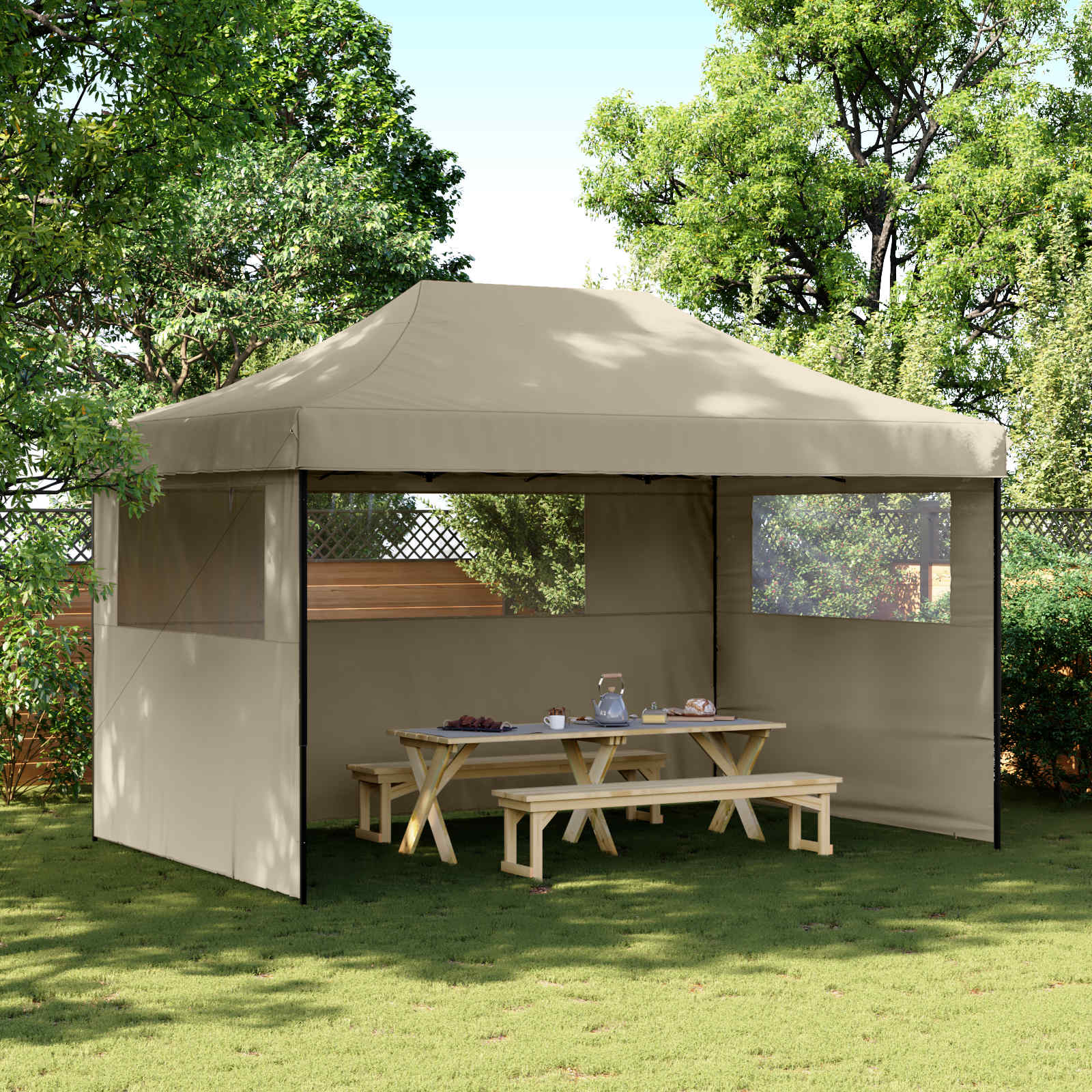 Partyzelt 292 x 440 x 315 cm Taupe Oxford-Stoff