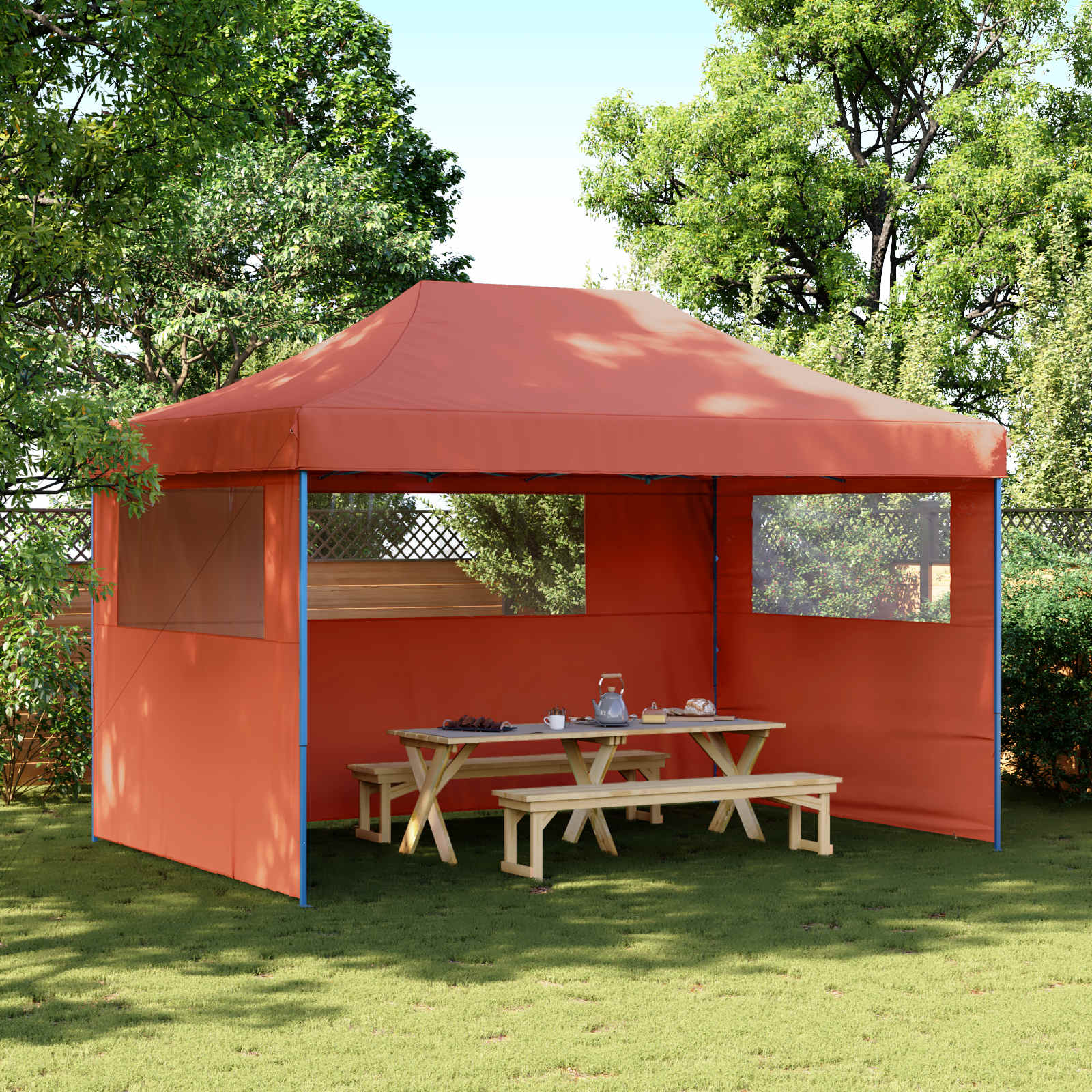 Partyzelt 292 x 440 x 315 cm Terrakotta Oxford-Stoff
