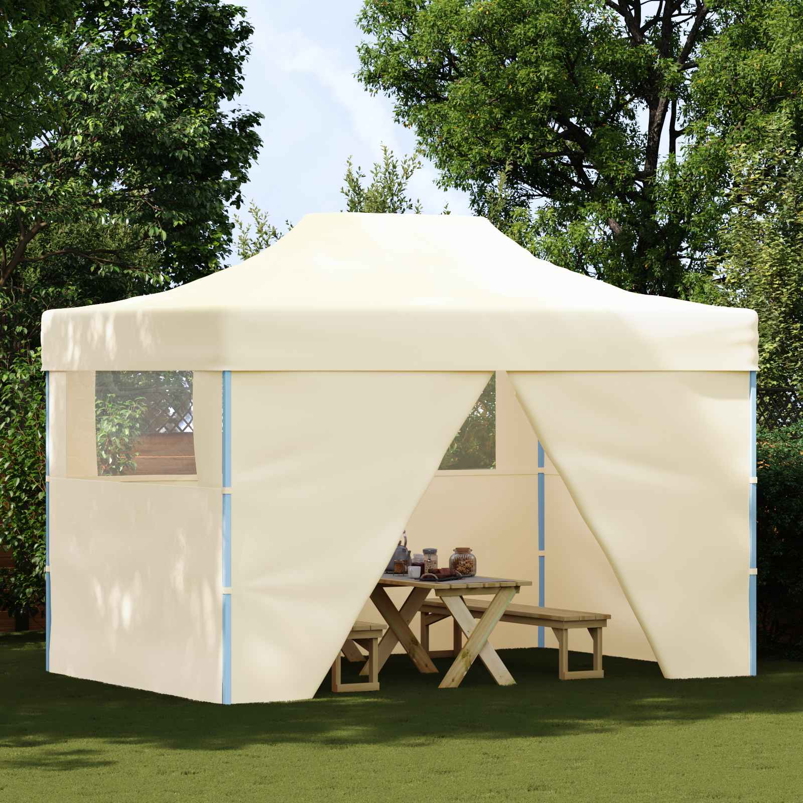 Partyzelt 291 x 431 x 315 cm Creme Oxford-Stoff