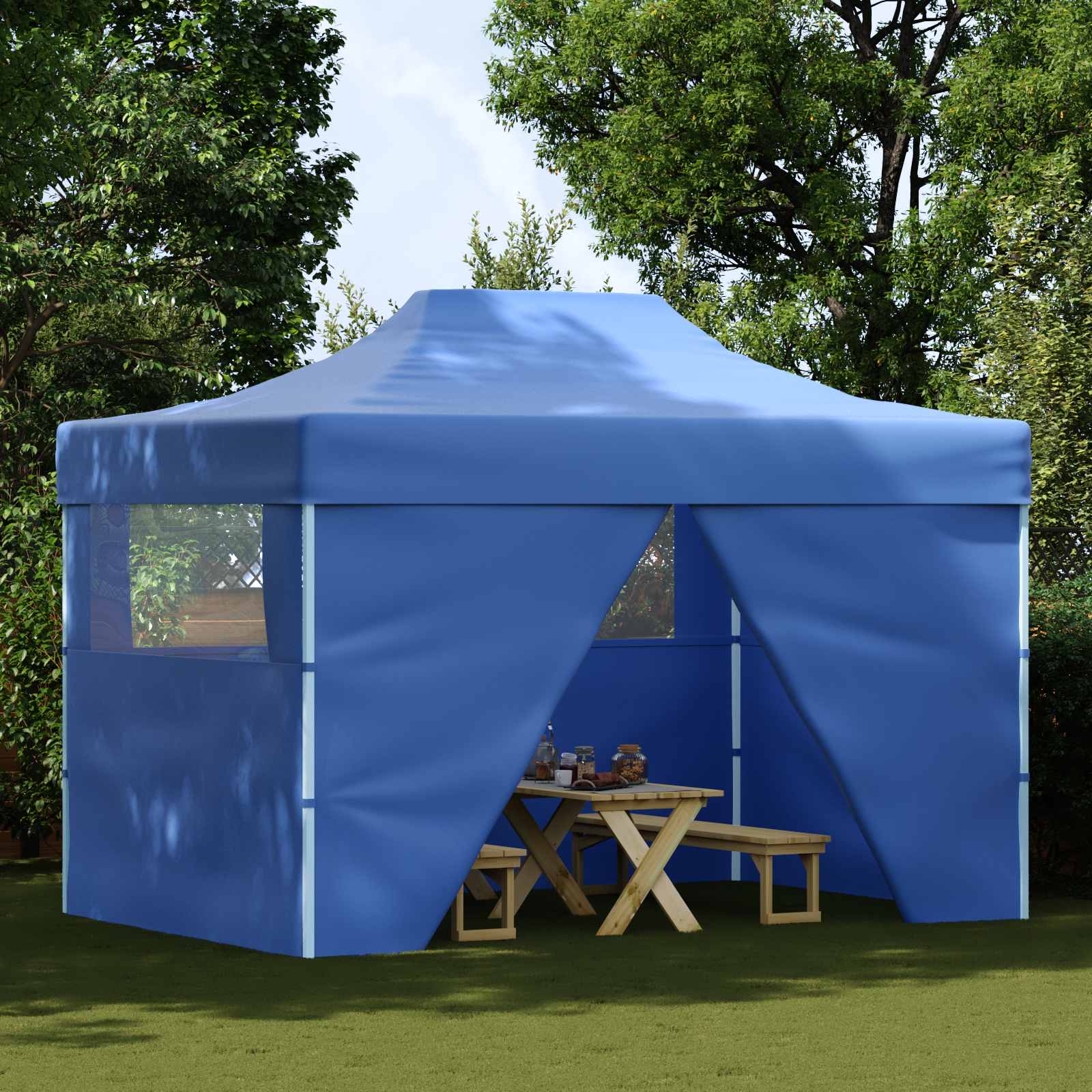 Partyzelt 291 x 431 x 315 cm Blau Oxford-Stoff