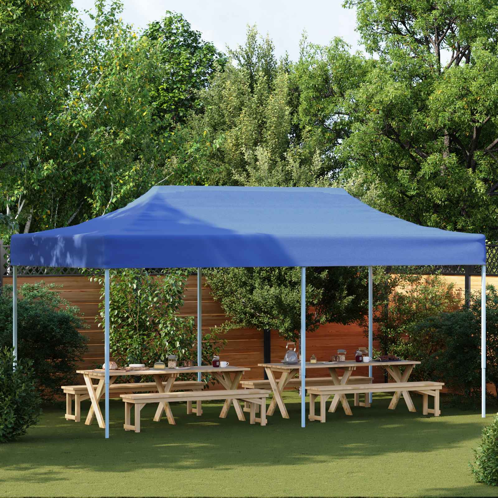 Partyzelt 291 x 580 x 315 cm Blau Oxford-Stoff