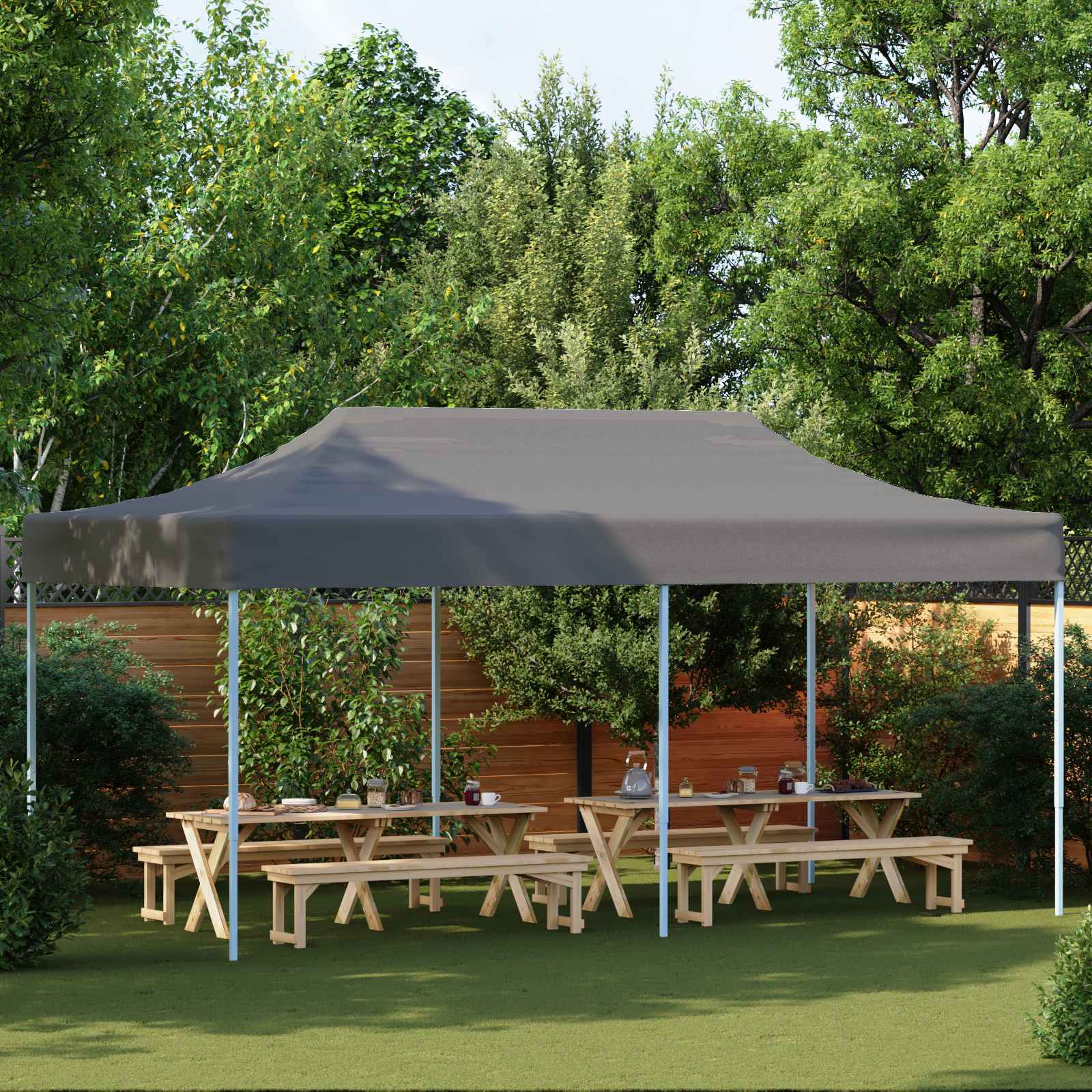 Partyzelt 291 x 580 x 315 cm Anthrazit Oxford-Stoff