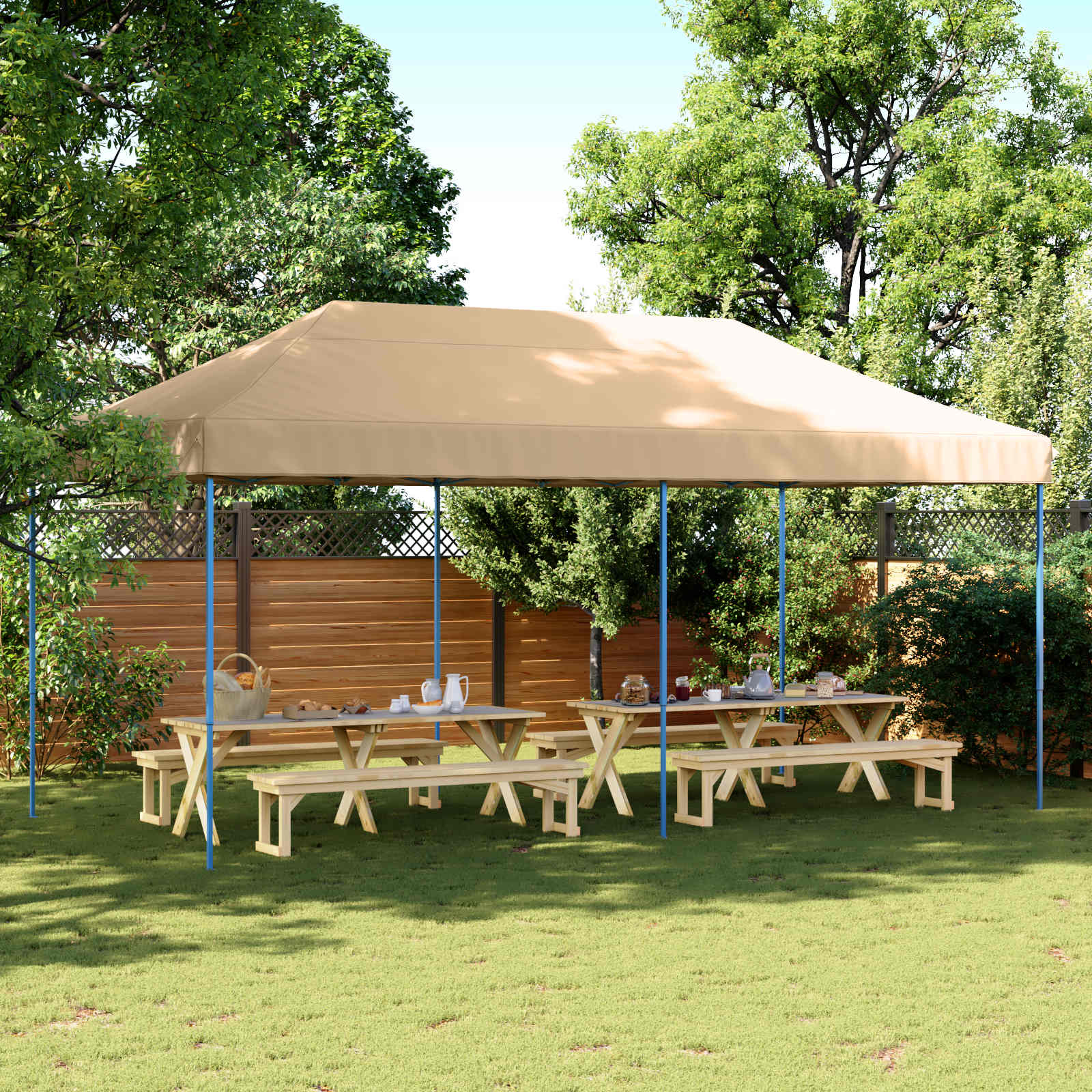 Partyzelt 292 x 580 x 315 cm Beige Oxford-Stoff