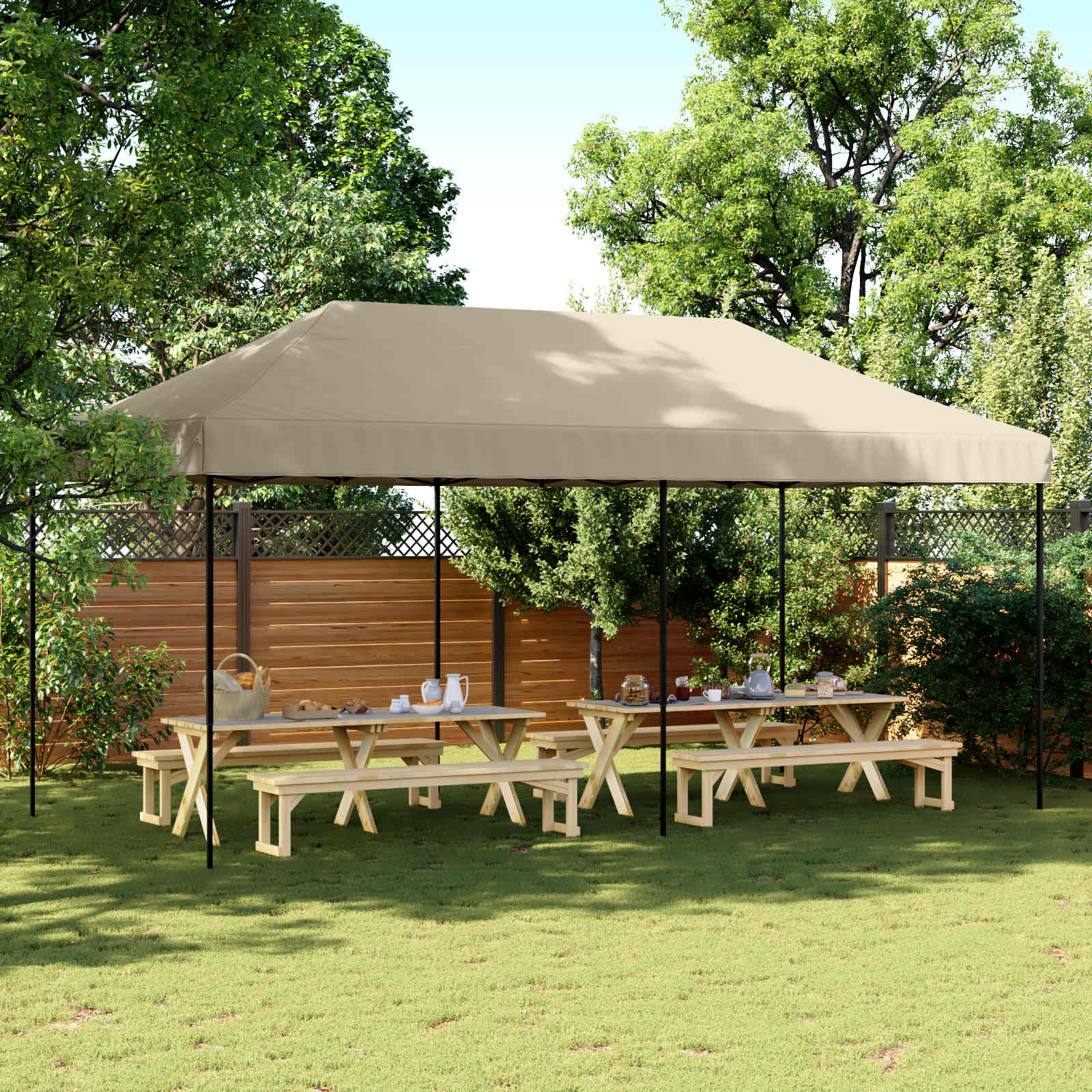Partyzelt 292 x 580 x 315 cm Taupe Oxford-Stoff