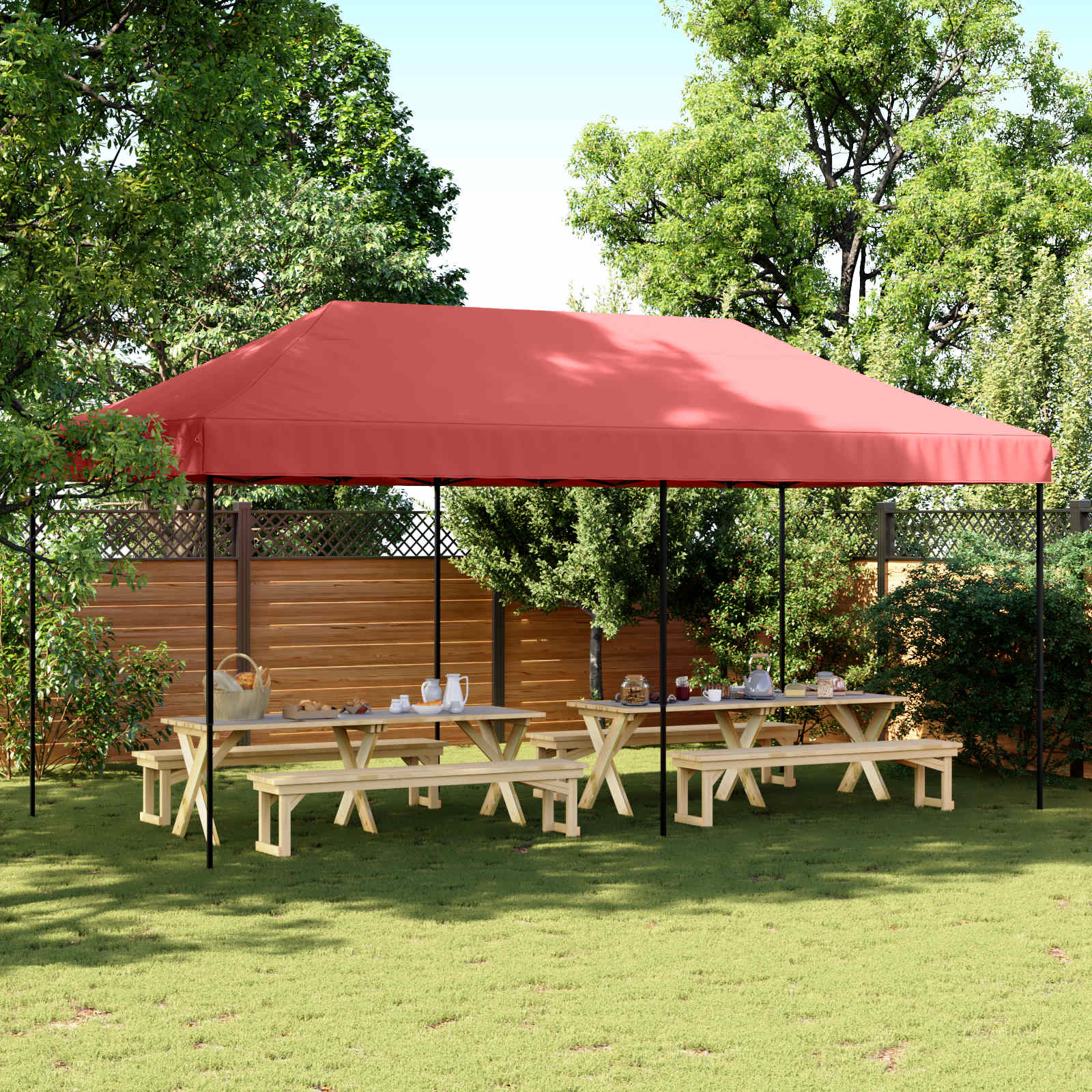 Partyzelt 292 x 580 x 315 cm Bordeauxrot Oxford-Stoff