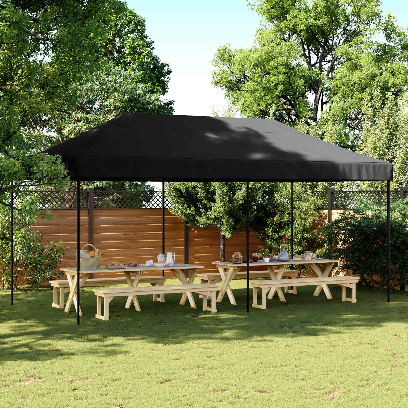 Partyzelt 292 x 580 x 315 cm Schwarz Oxford-Stoff