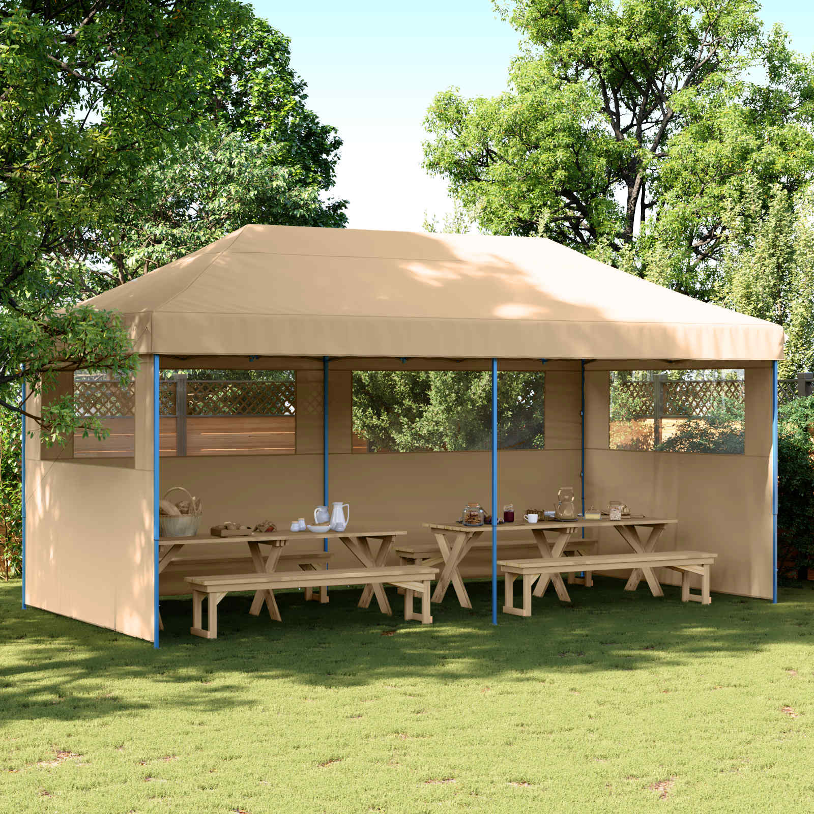 Partyzelt 292 x 580 x 315 cm Beige Oxford-Stoff