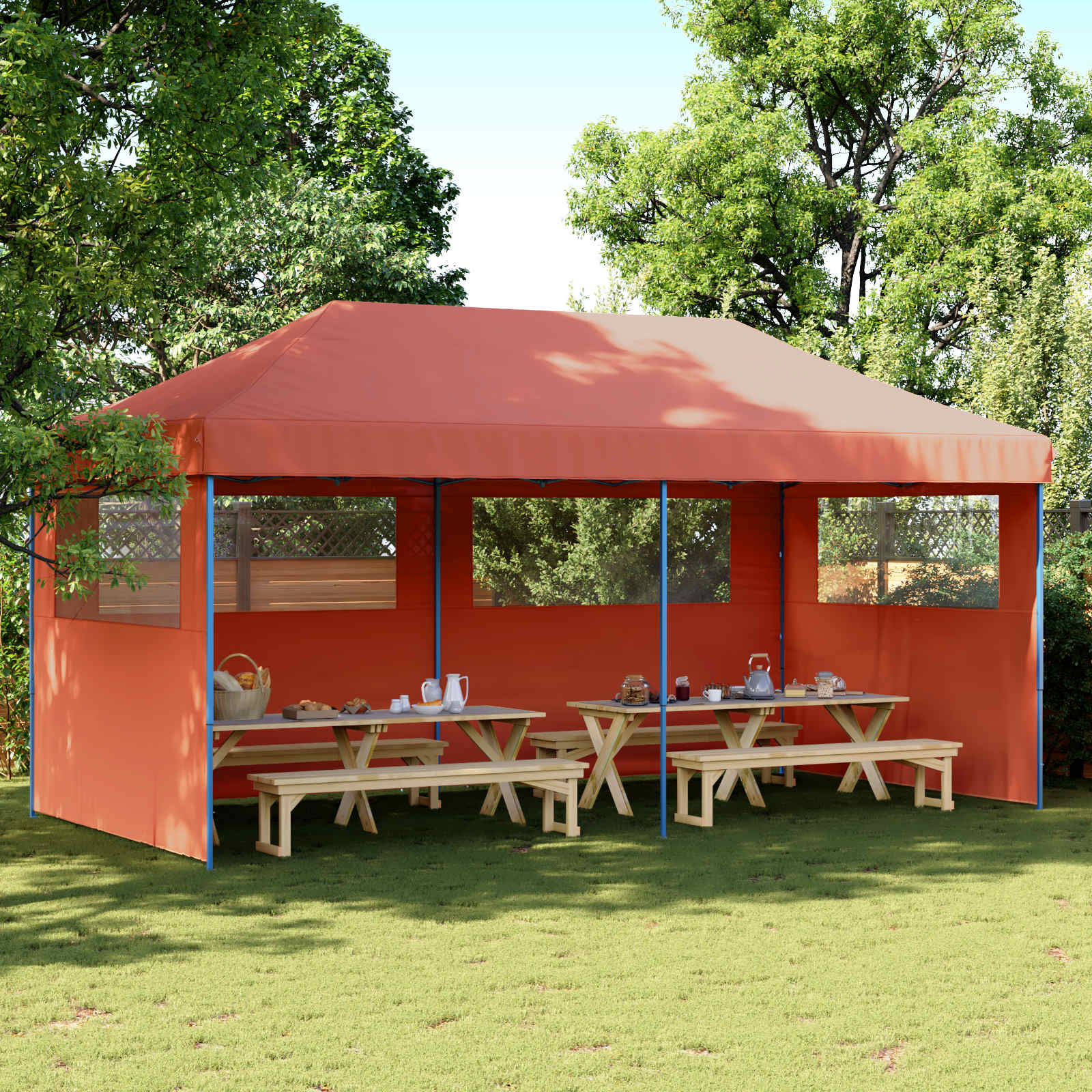 Partyzelt 292 x 580 x 315 cm Terrakotta Oxford-Stoff