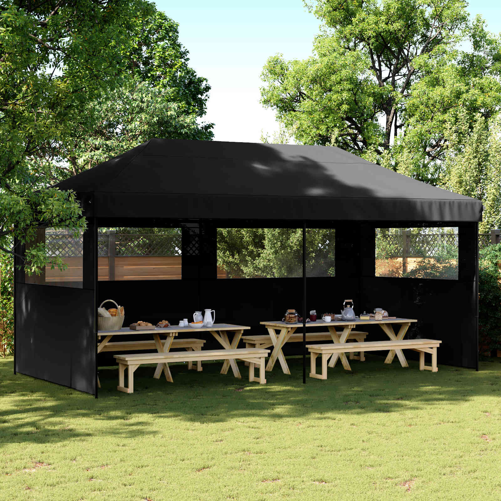 Partyzelt 292 x 580 x 315 cm Schwarz Oxford-Stoff