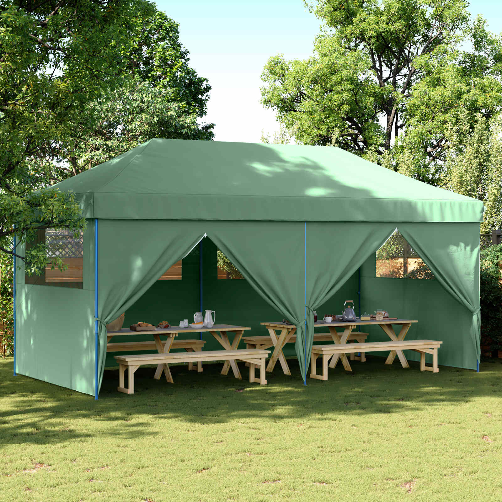 Partyzelt 292 x 580 x 315 cm Grün Oxford-Stoff