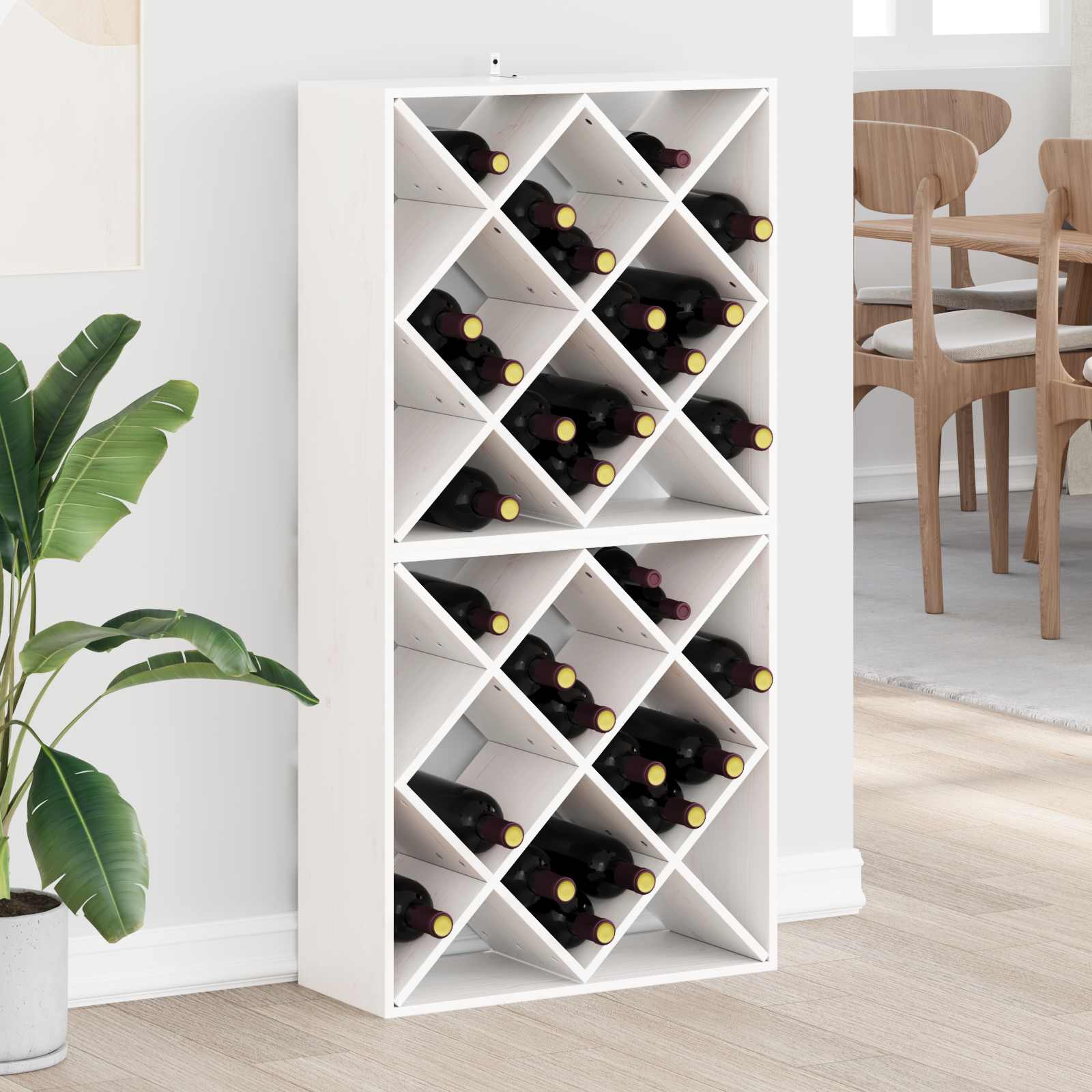 Weinregal 2 Stk. Weiß 62 x 25 x 62 cm Massives Kiefernholz
