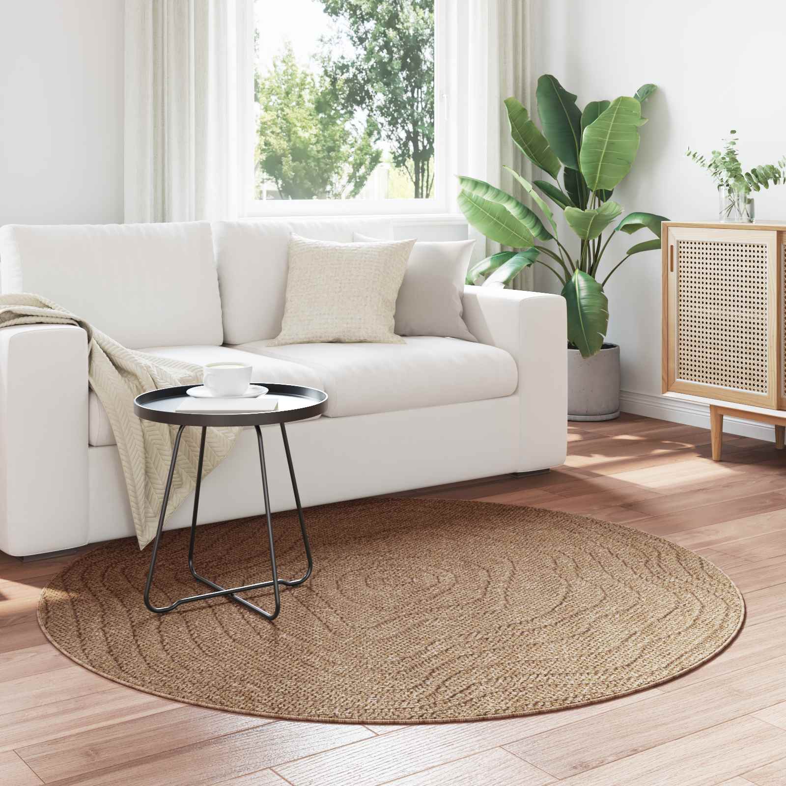 Innen- und Außenteppich AGIRA Natur Ø 200 CM Polyester