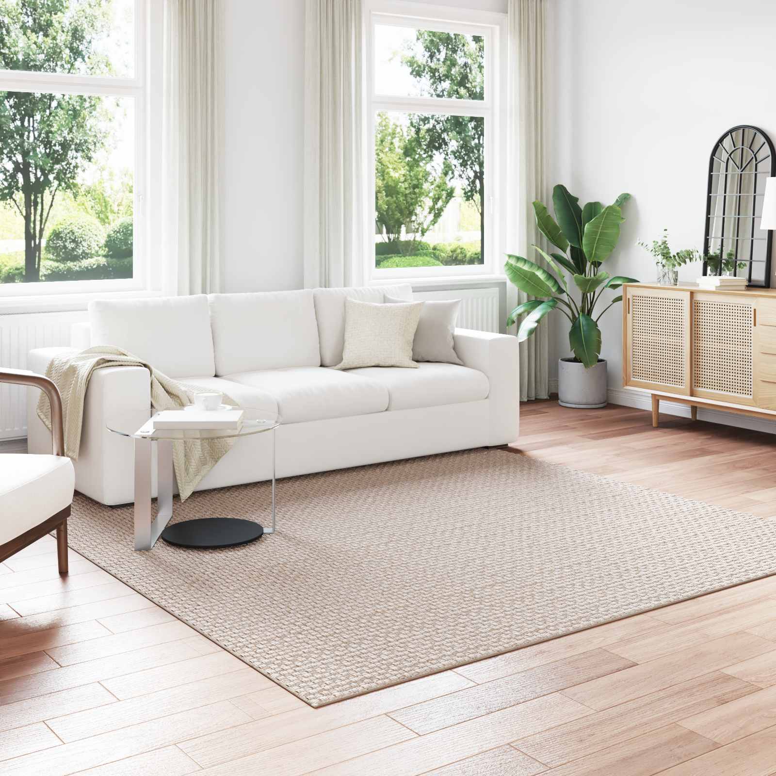 Bereichsteppiche Quadratisch FARO Creme 240 x 240 cm Polyester