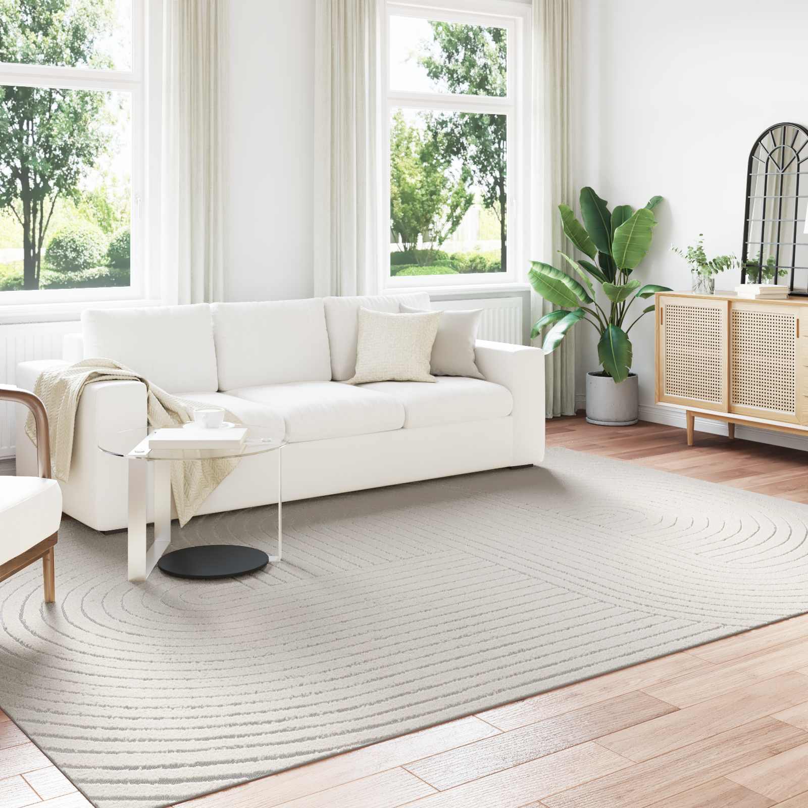 Innen- und Außenteppich PALMERAS Creme 340 x 240 cm Polyester