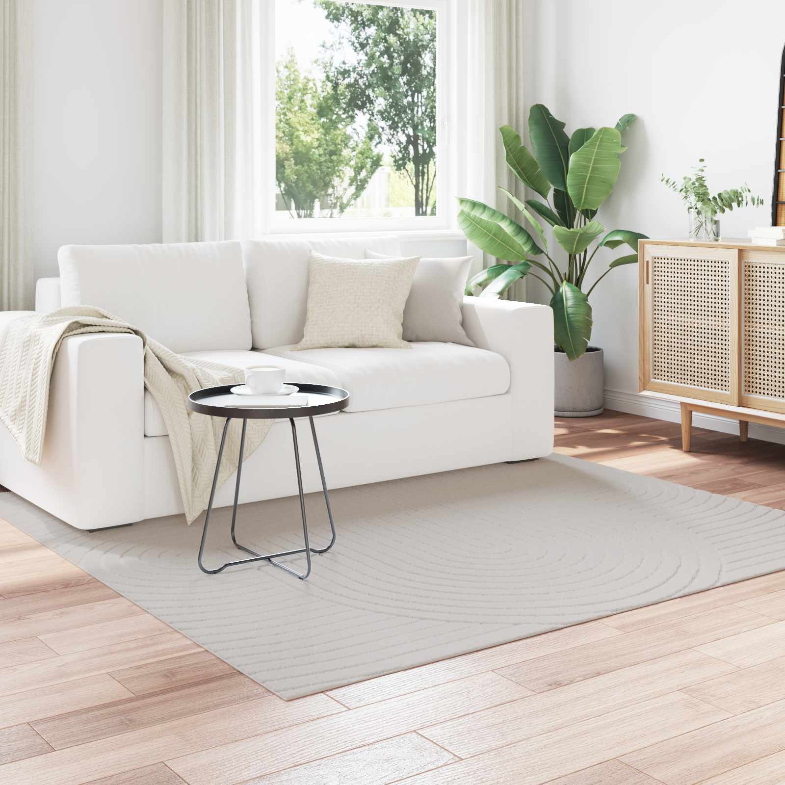 Innen- und Außenteppich PALMERAS Creme 200 x 200 cm Polyester