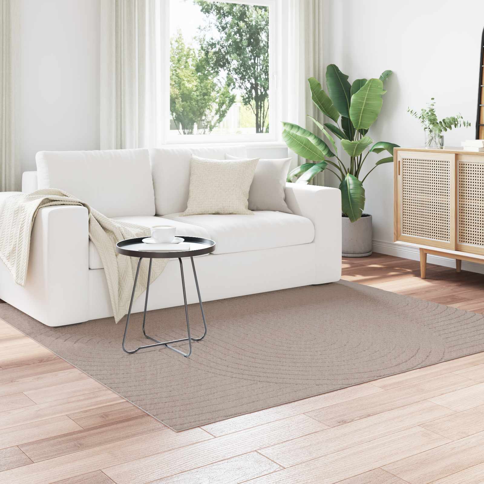 Innen- und Außenteppich PALMERAS Beige 120 x 120 cm Polyester