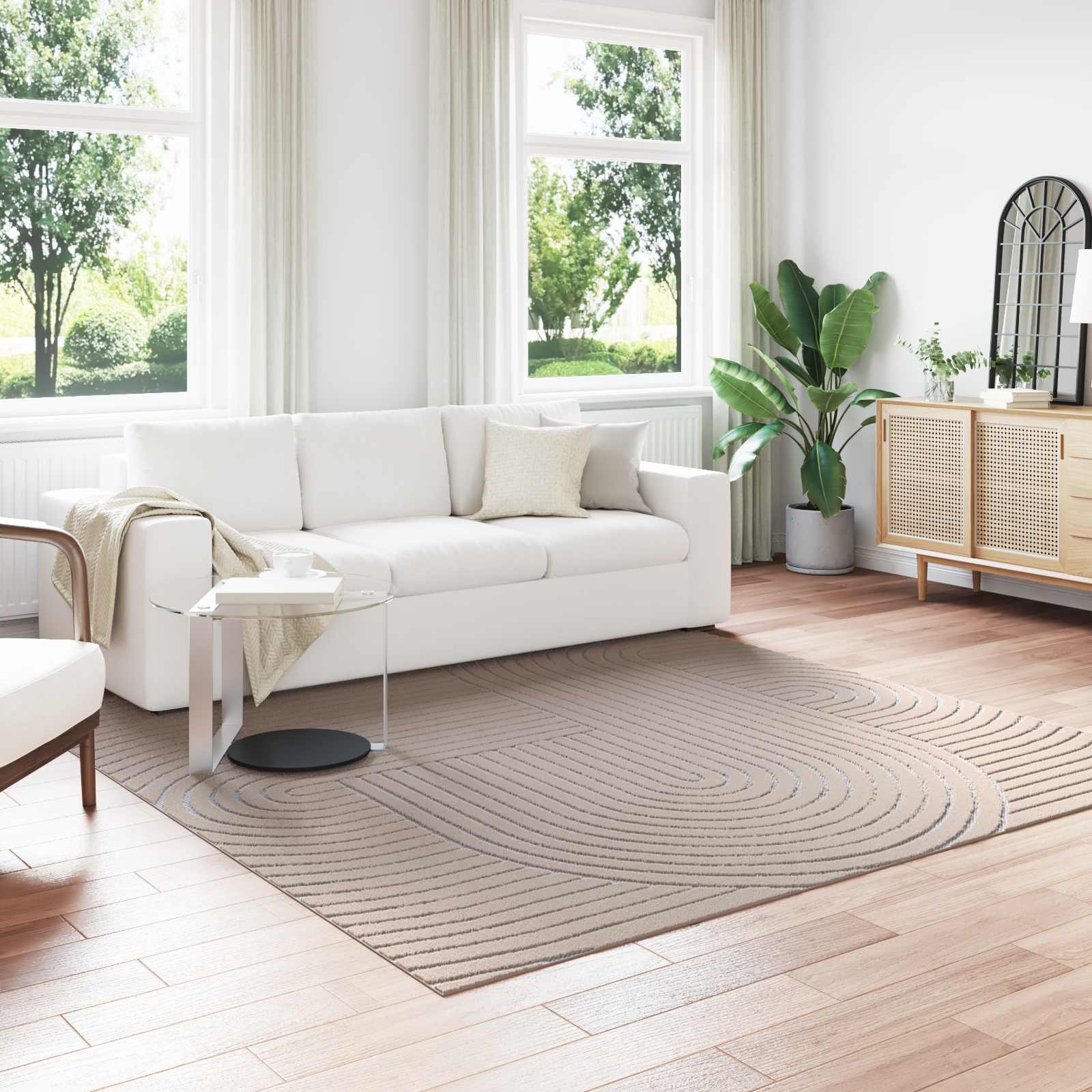 Innen- und Außenteppich PALMERAS Beige 240 x 240 cm Polyester