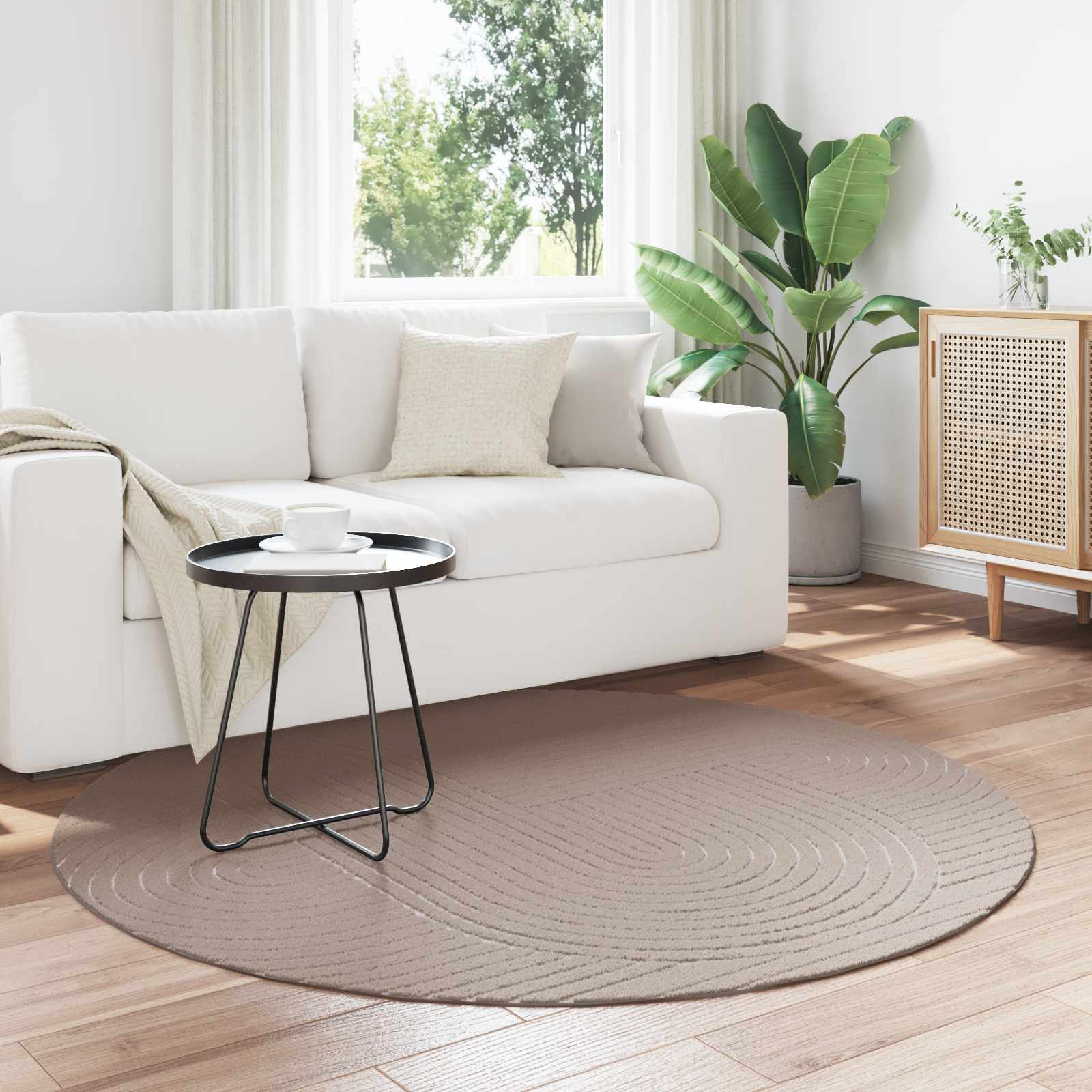 Innen- und Außenteppich PALMERAS Beige Ø 200 CM Polyester