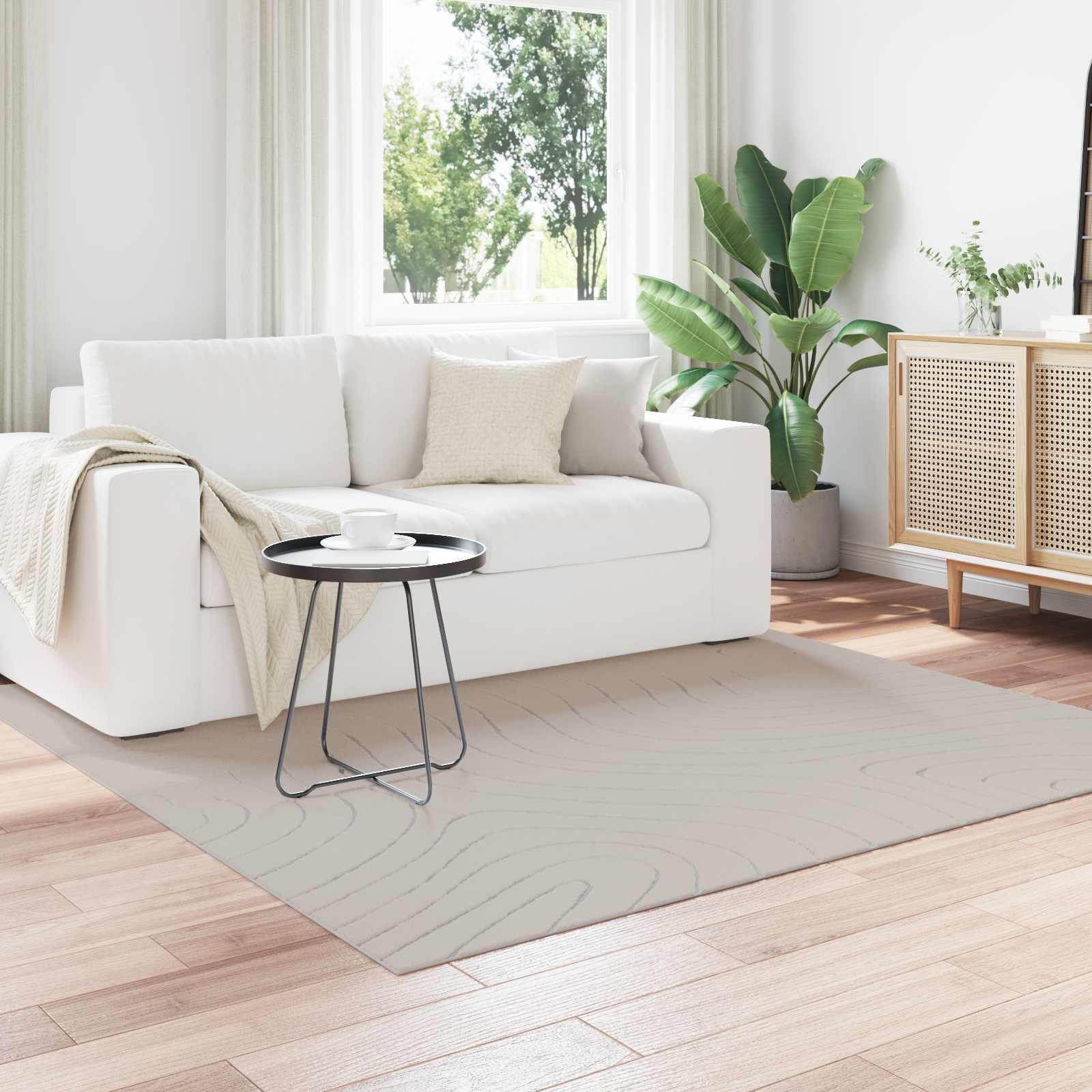 Innen- und Außenteppich PALMERAS Creme 120 x 120 cm Polyester