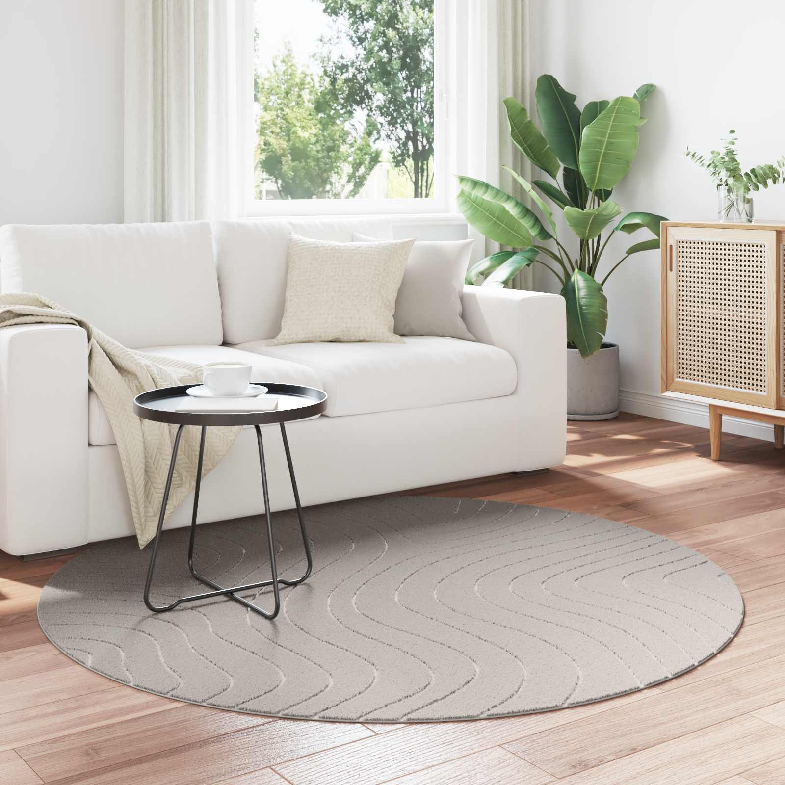 Innen- und Außenteppich PALMERAS Creme Ø 120 CM Polyester