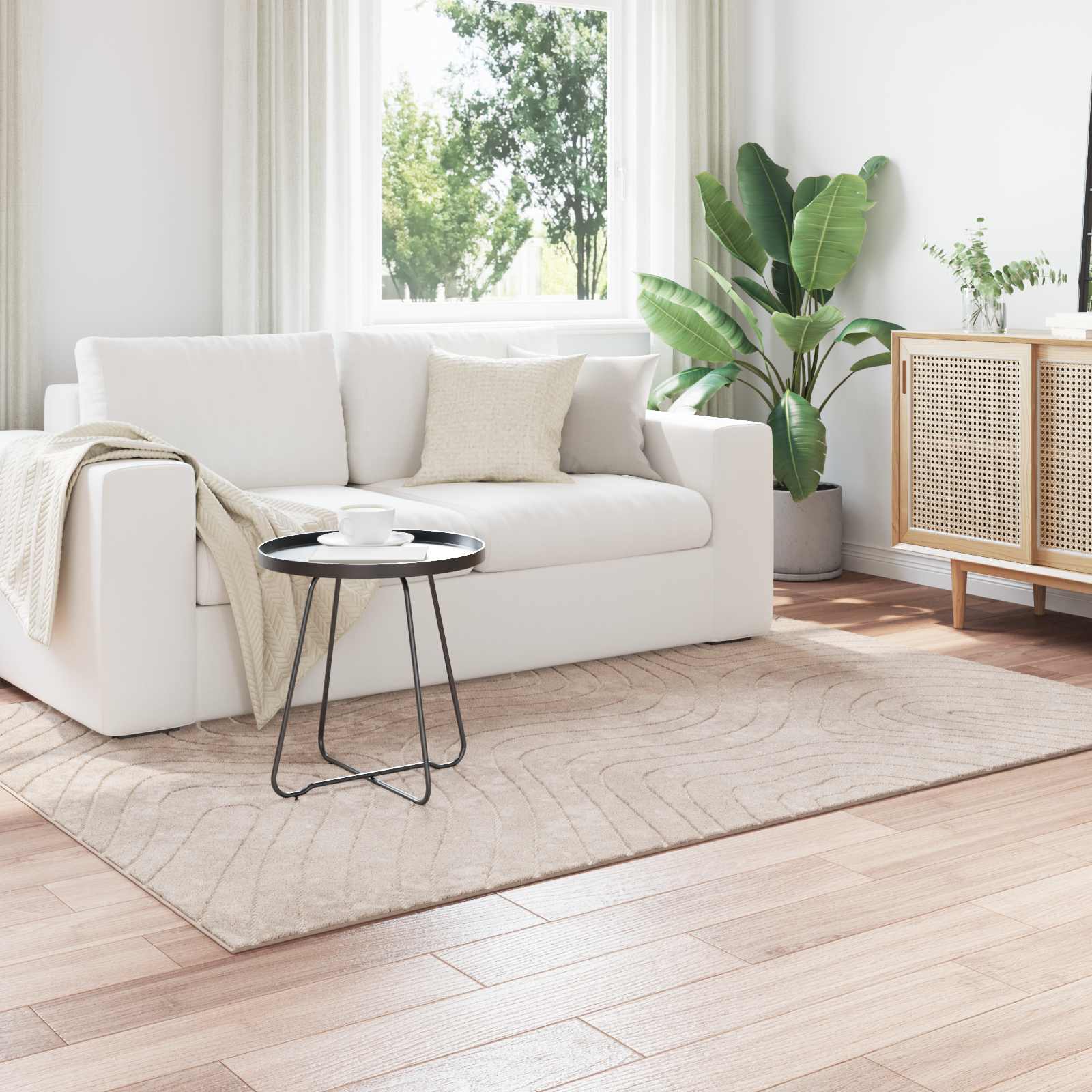 Innen- und Außenteppich PALMERAS Beige 140 x 200 cm Polyester