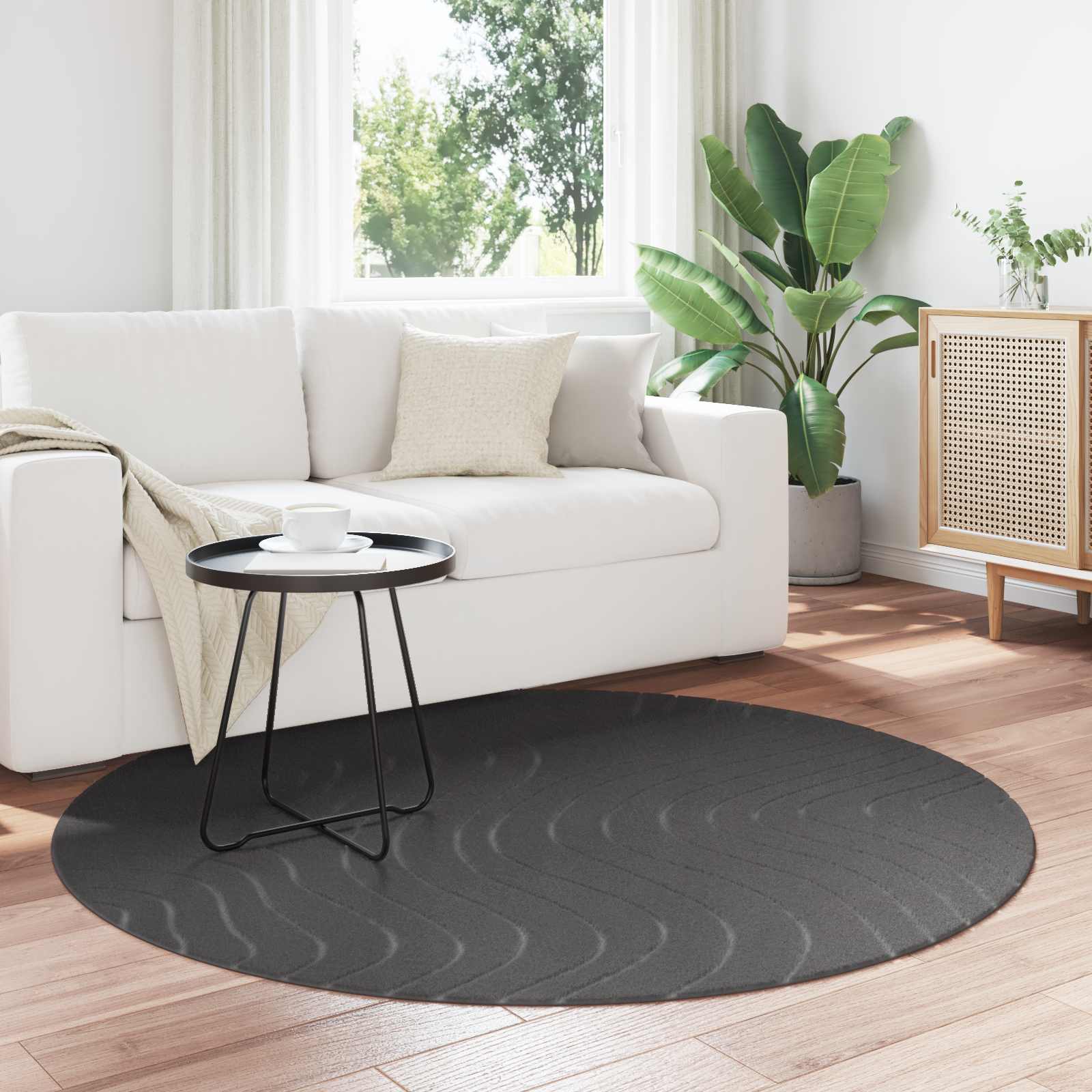 Innen- und Außenteppich PALMERAS Anthrazit Ø 160 CM Polyester