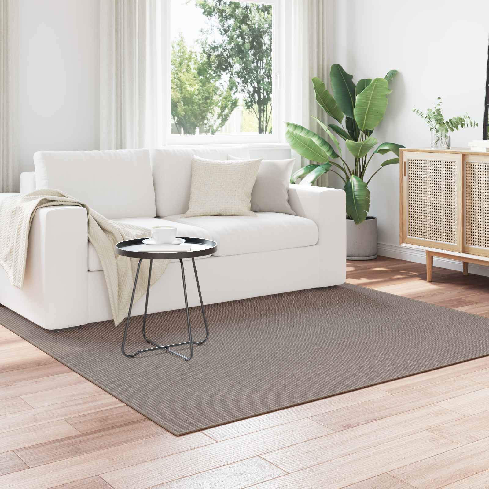 Innenteppich LUGO Creme und Taupe 200 x 200 cm Polyester