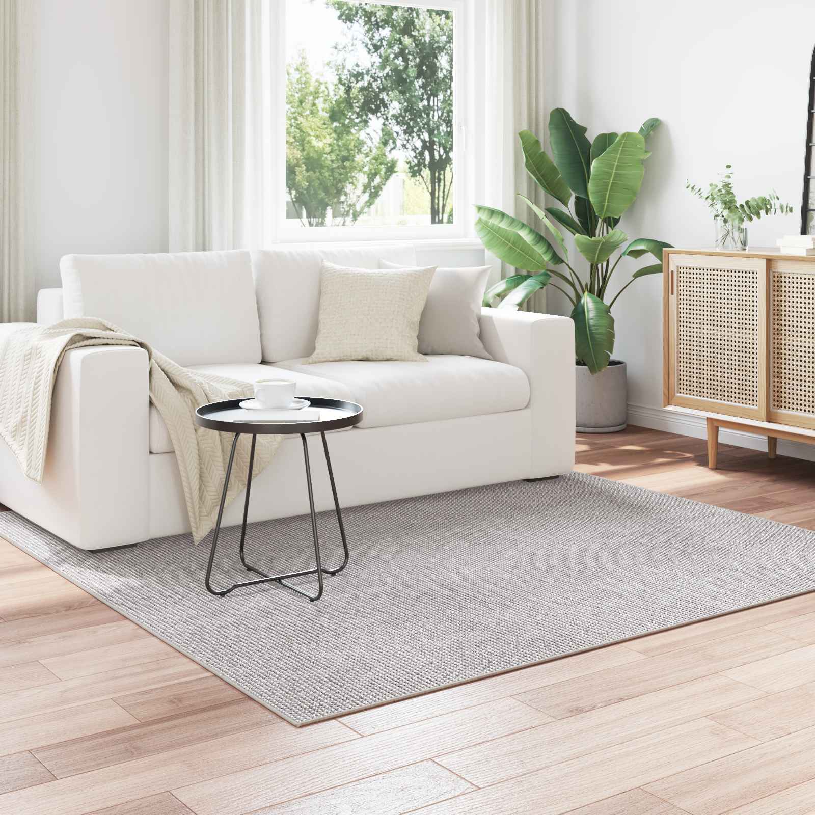Innenteppich LUGO Creme und Grau 120 x 120 cm Polyester