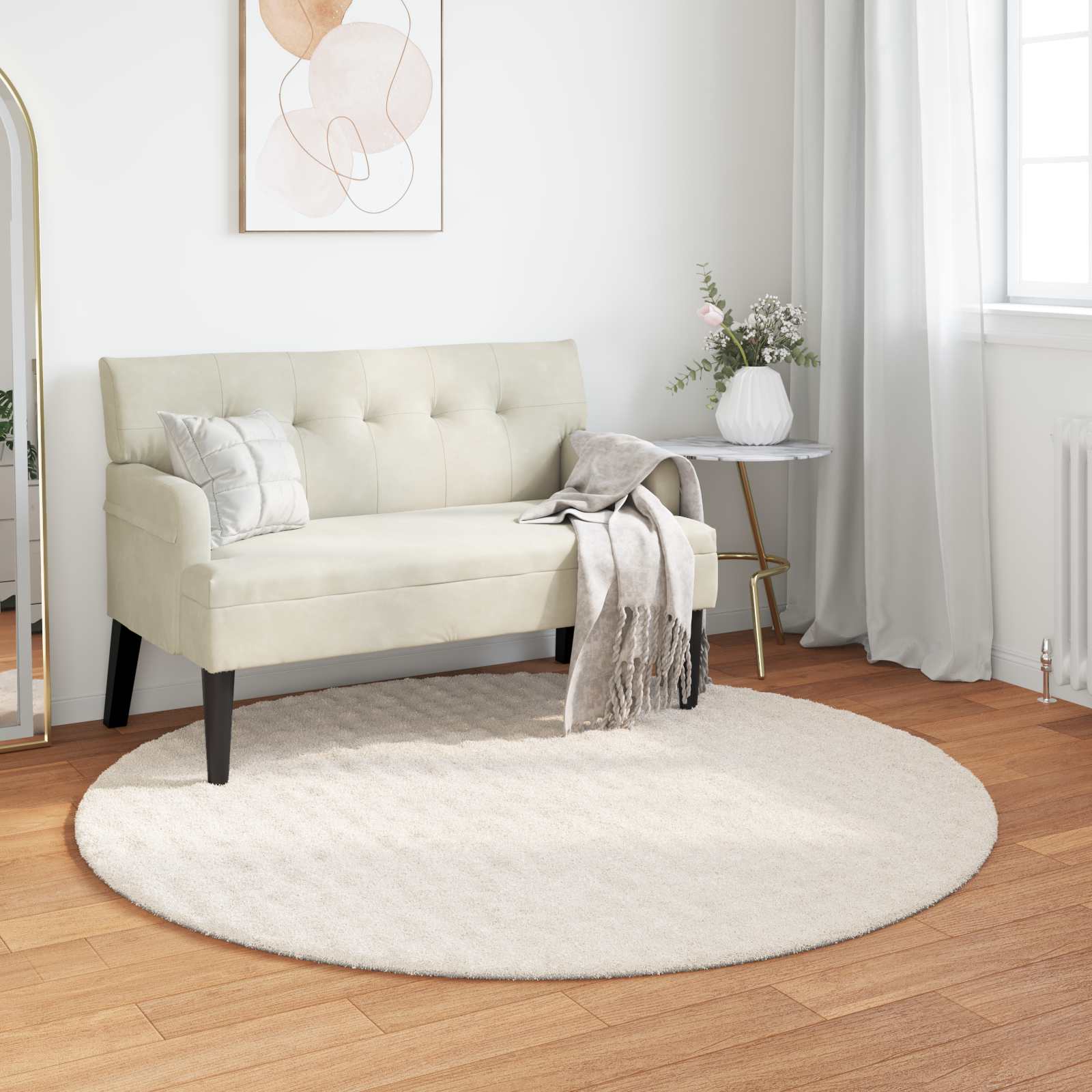Bereichsteppiche Rund SIROLO Creme Ø 160 CM Polyester