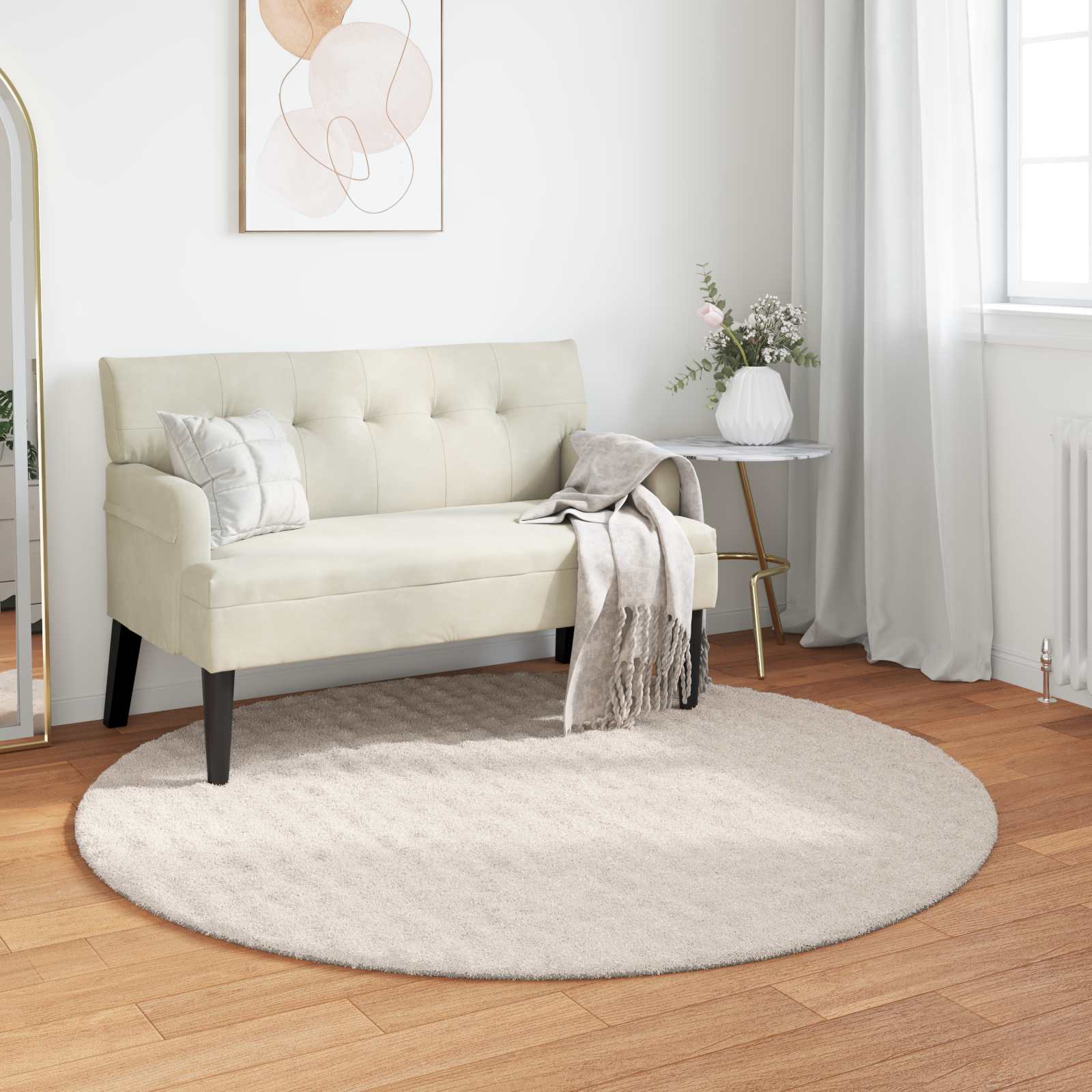 Bereichsteppiche Rund SIROLO Beige Ø 160 CM Polyester