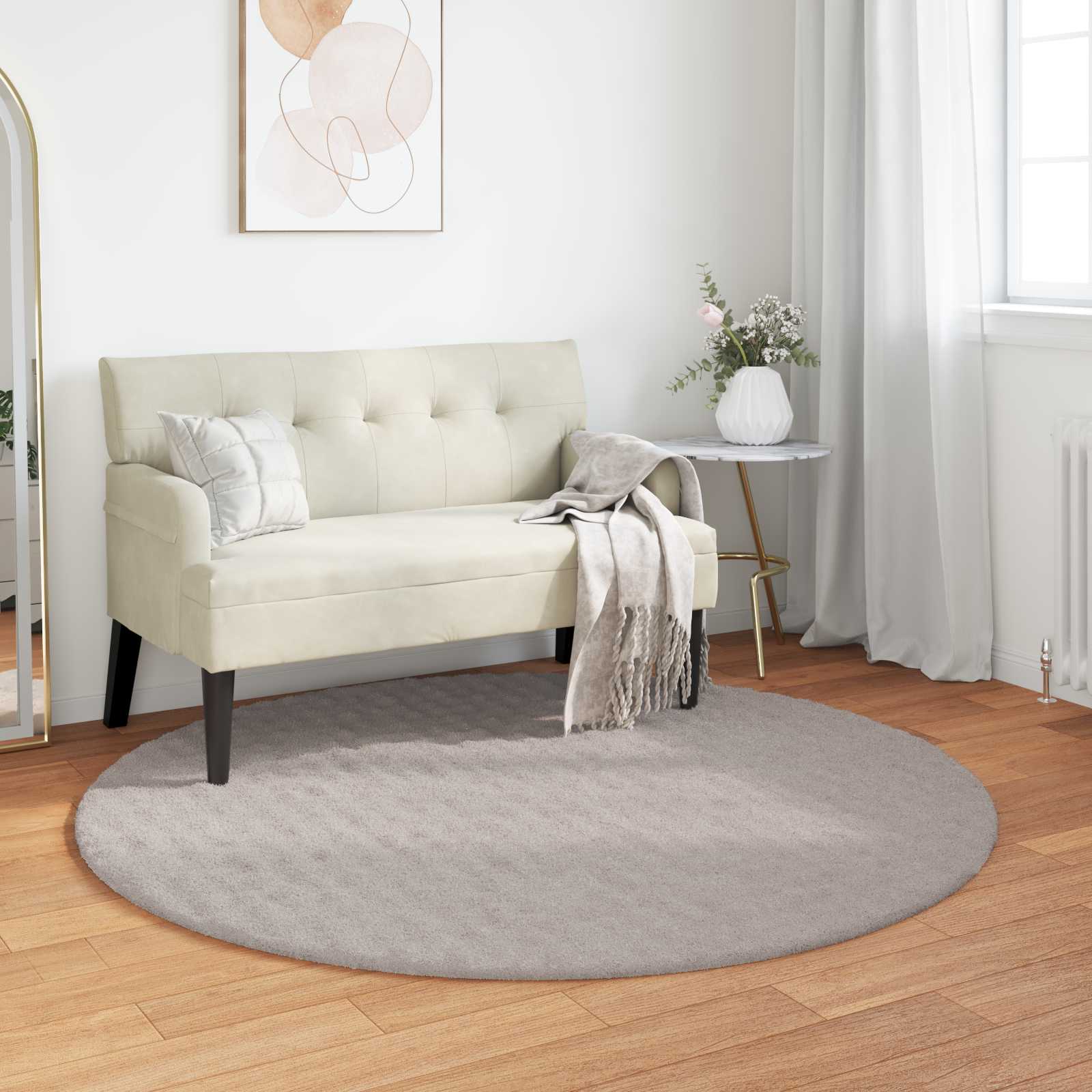 Bereichsteppiche Rund SIROLO Sand Ø 120 CM Polyester