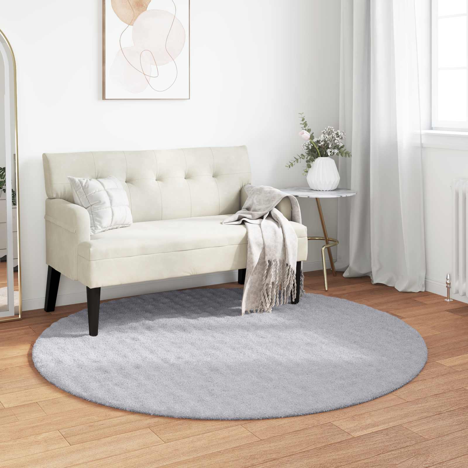Bereichsteppiche Rund SIROLO Grau Ø 160 CM Polyester