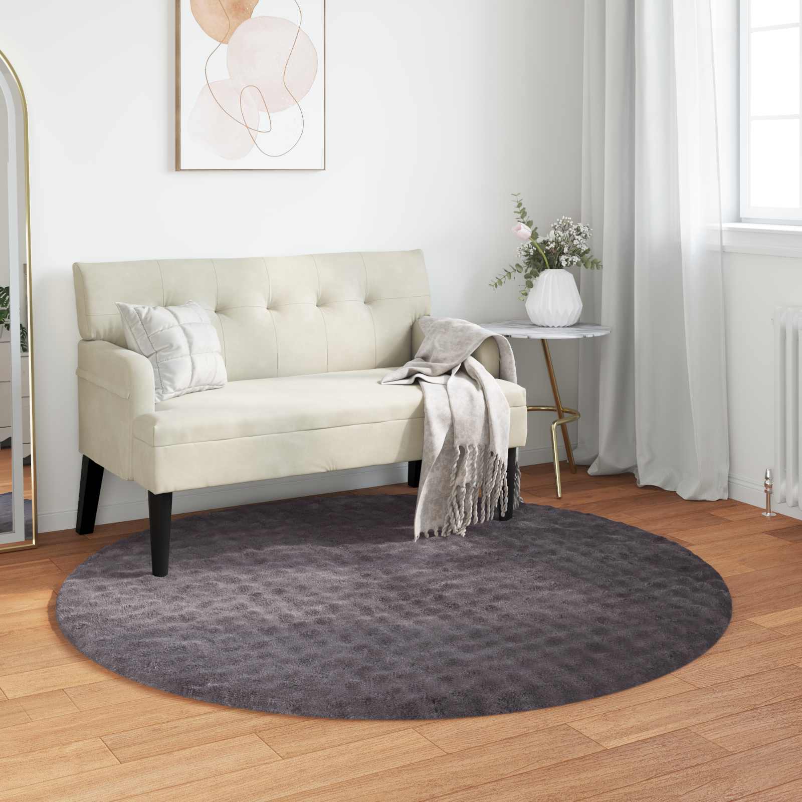 Bereichsteppiche Rund SIROLO Anthrazit Ø 160 CM Polyester