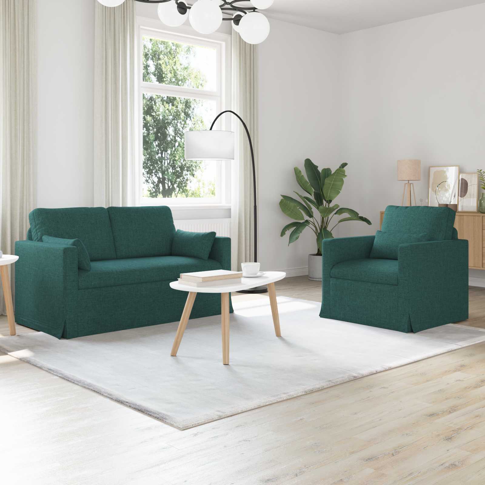 Sofa Set 2 stk. Dunkelgrün Stoff