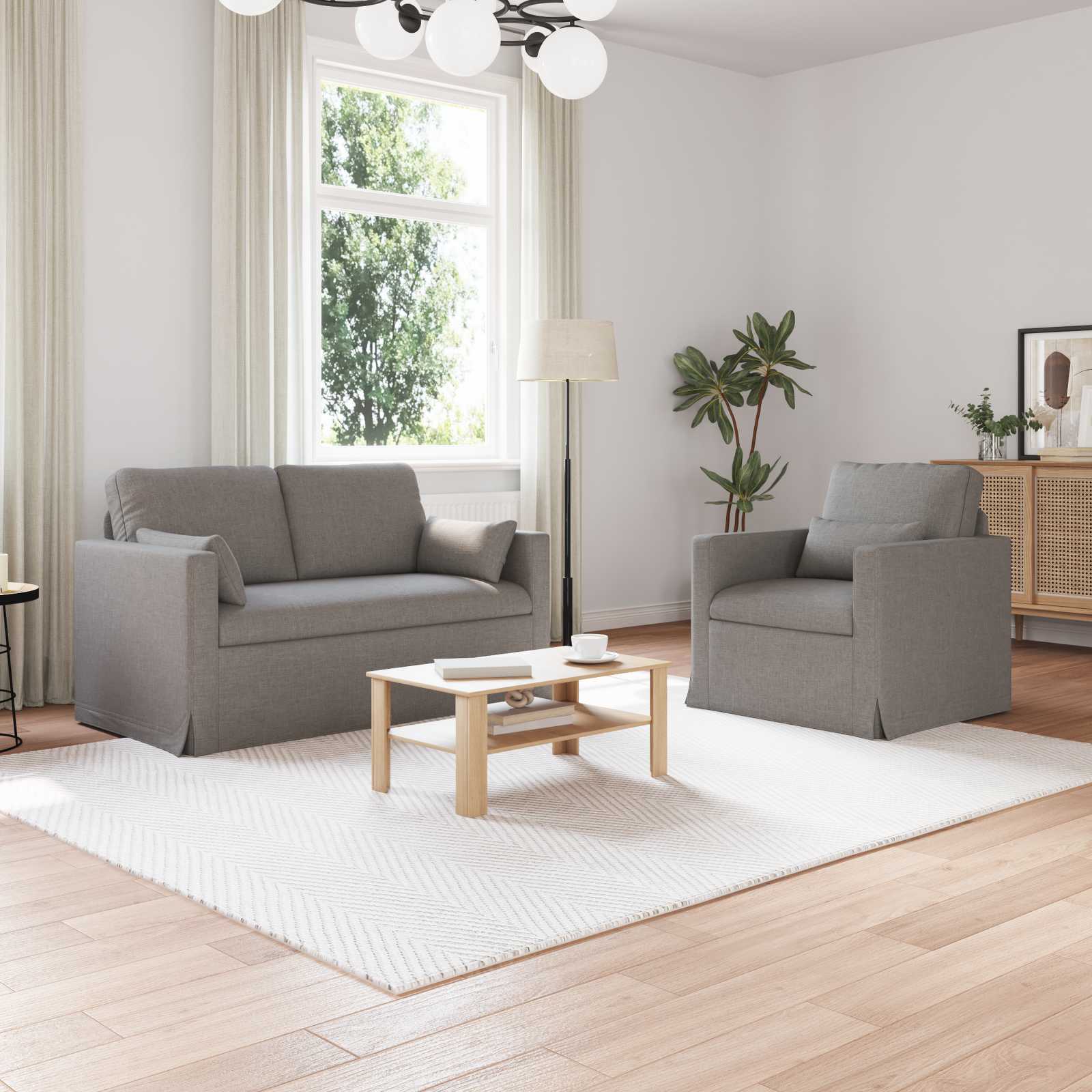 Sofa Set 2 stk. Taupe Stoff