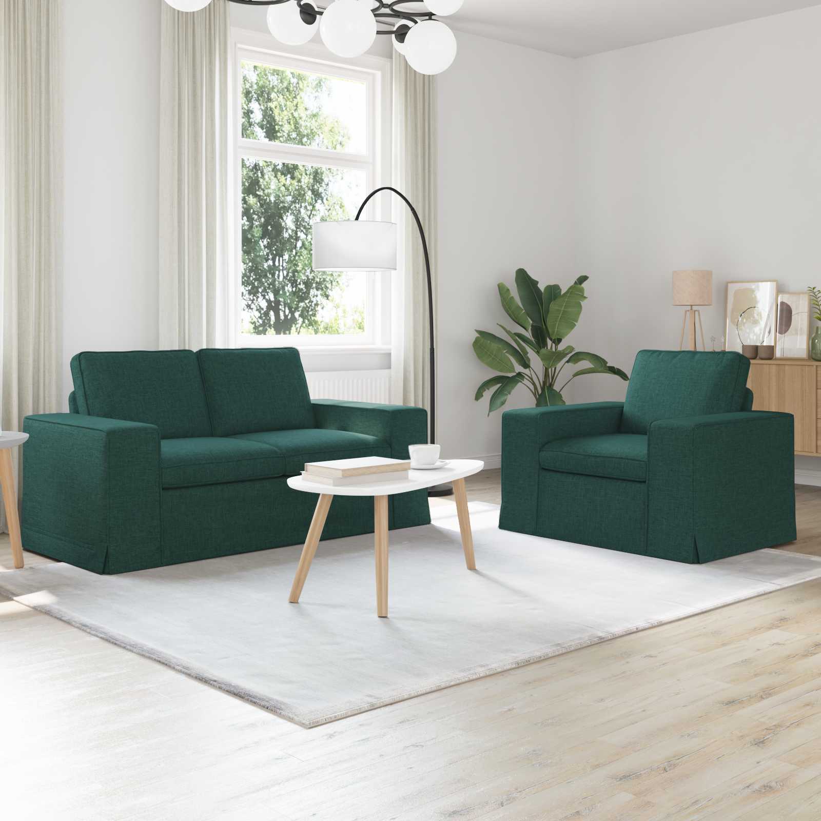 Sofa Set 2 stk. Dunkelgrün Stoff