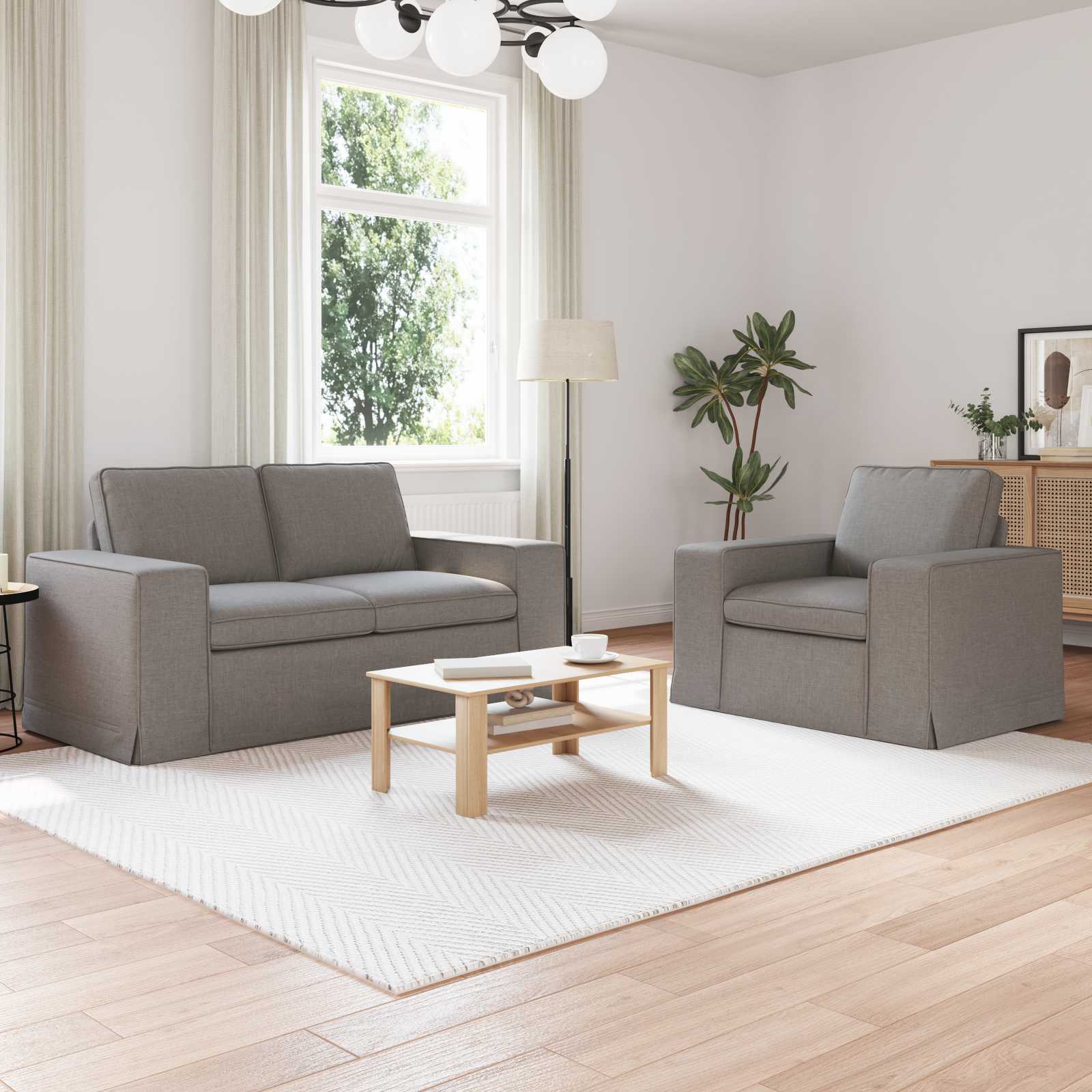 Sofa Set 2 stk. Taupe Stoff