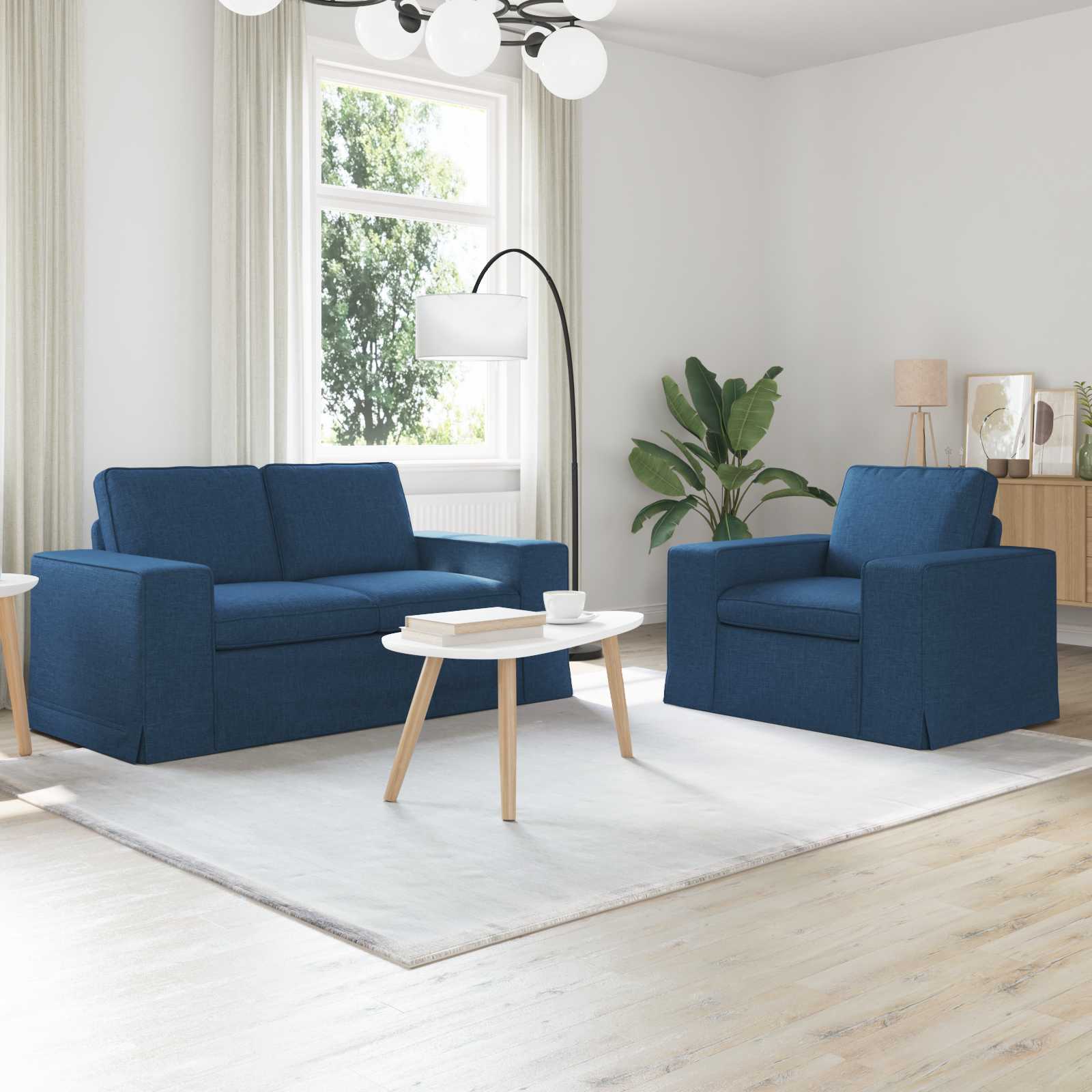 Sofa Set 2 stk. Blau Stoff