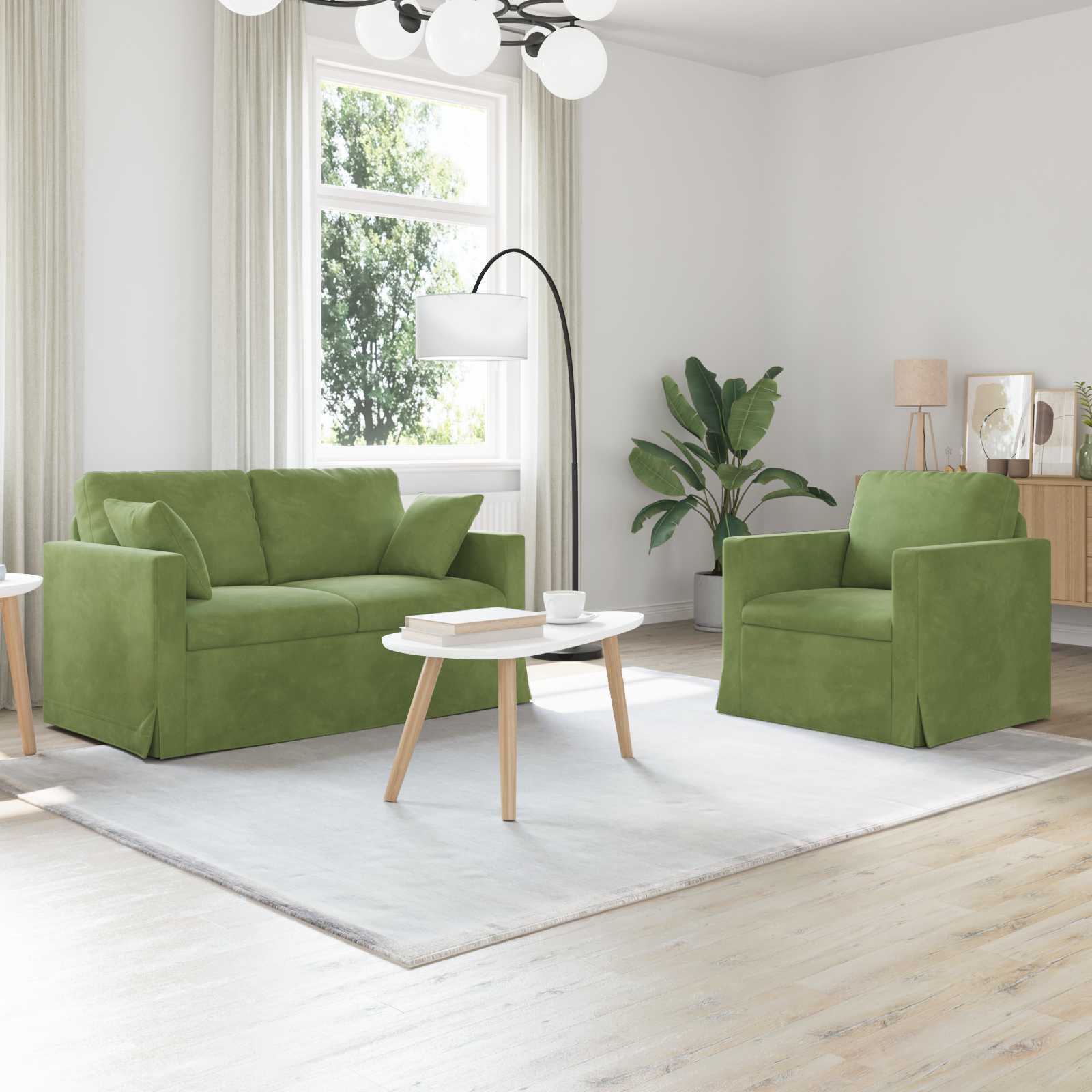 Sofa Set 2 stk. Hellgrün Samt