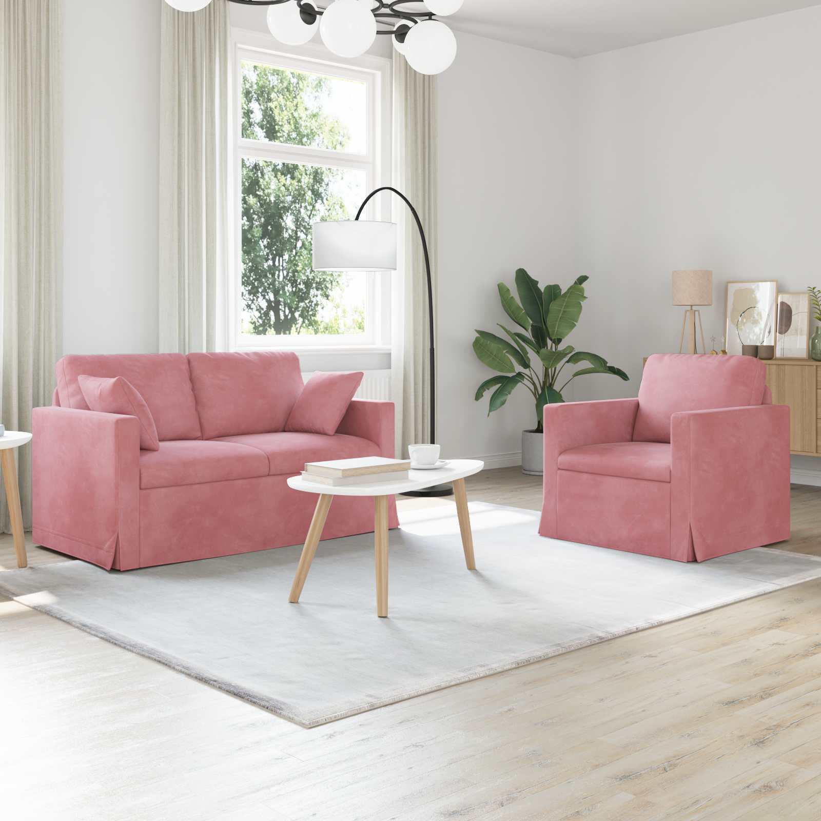 Sofa Set 2 stk. Rosa Samt