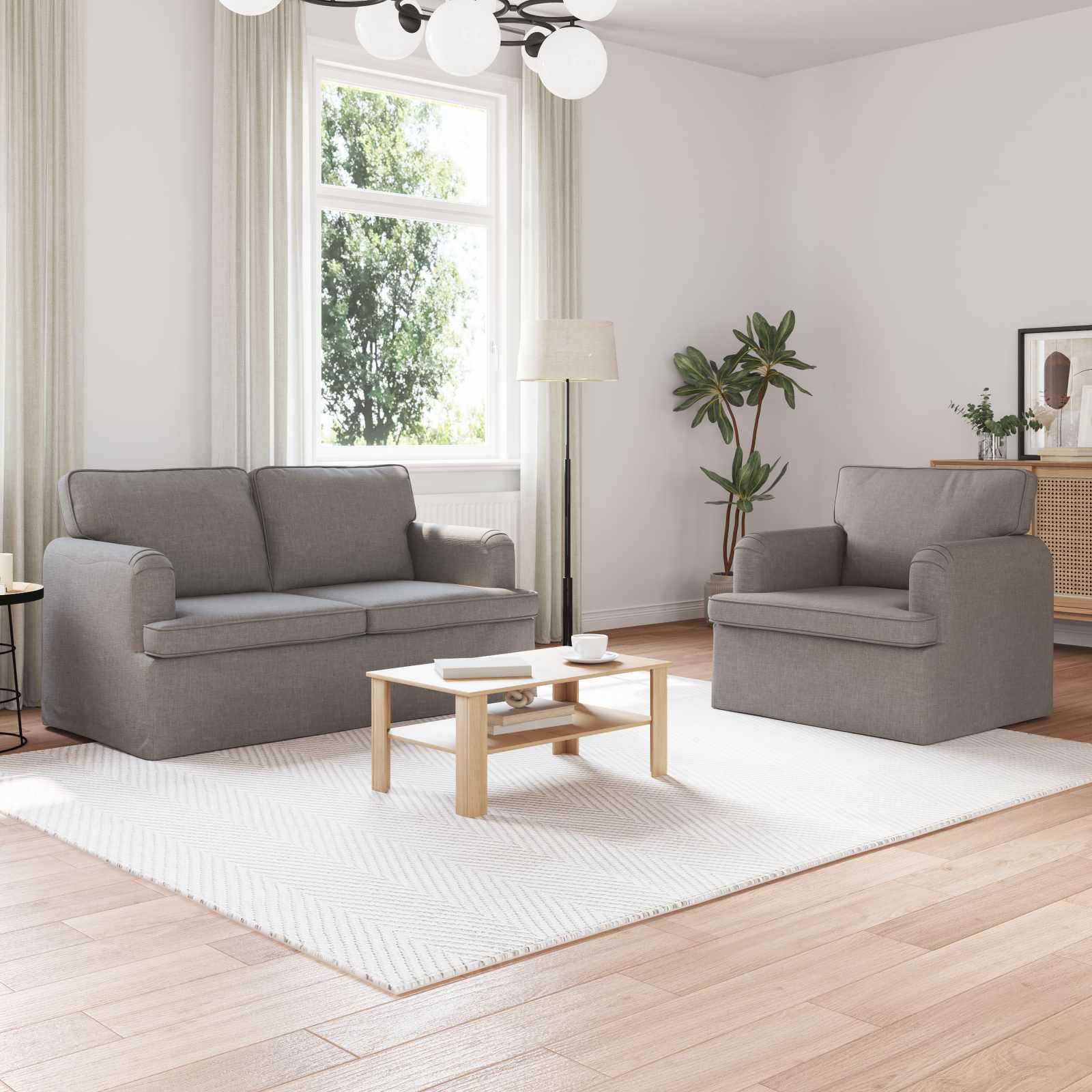 Sofa Set 2 stk. Taupe Stoff