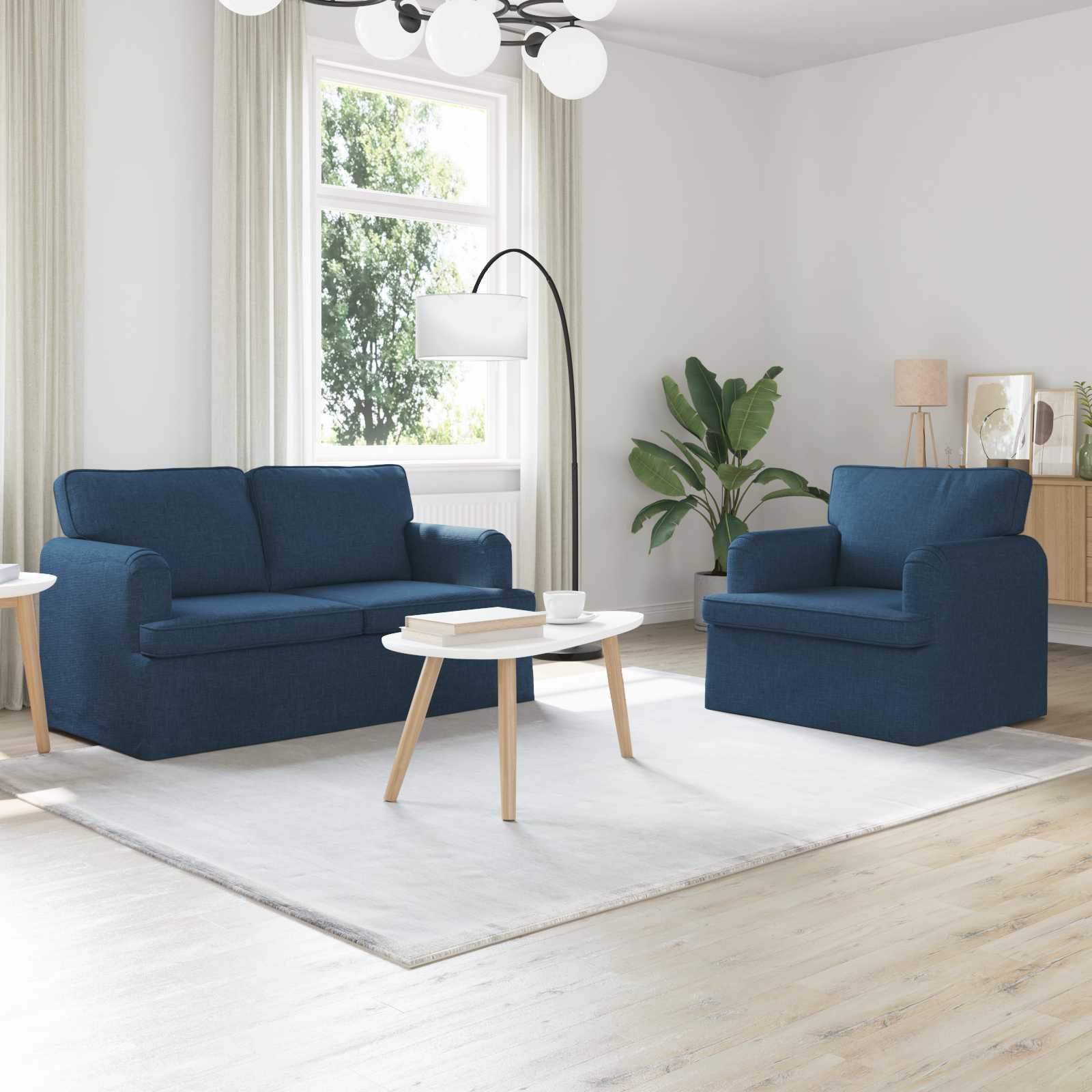 Sofa Set 2 stk. Blau Stoff
