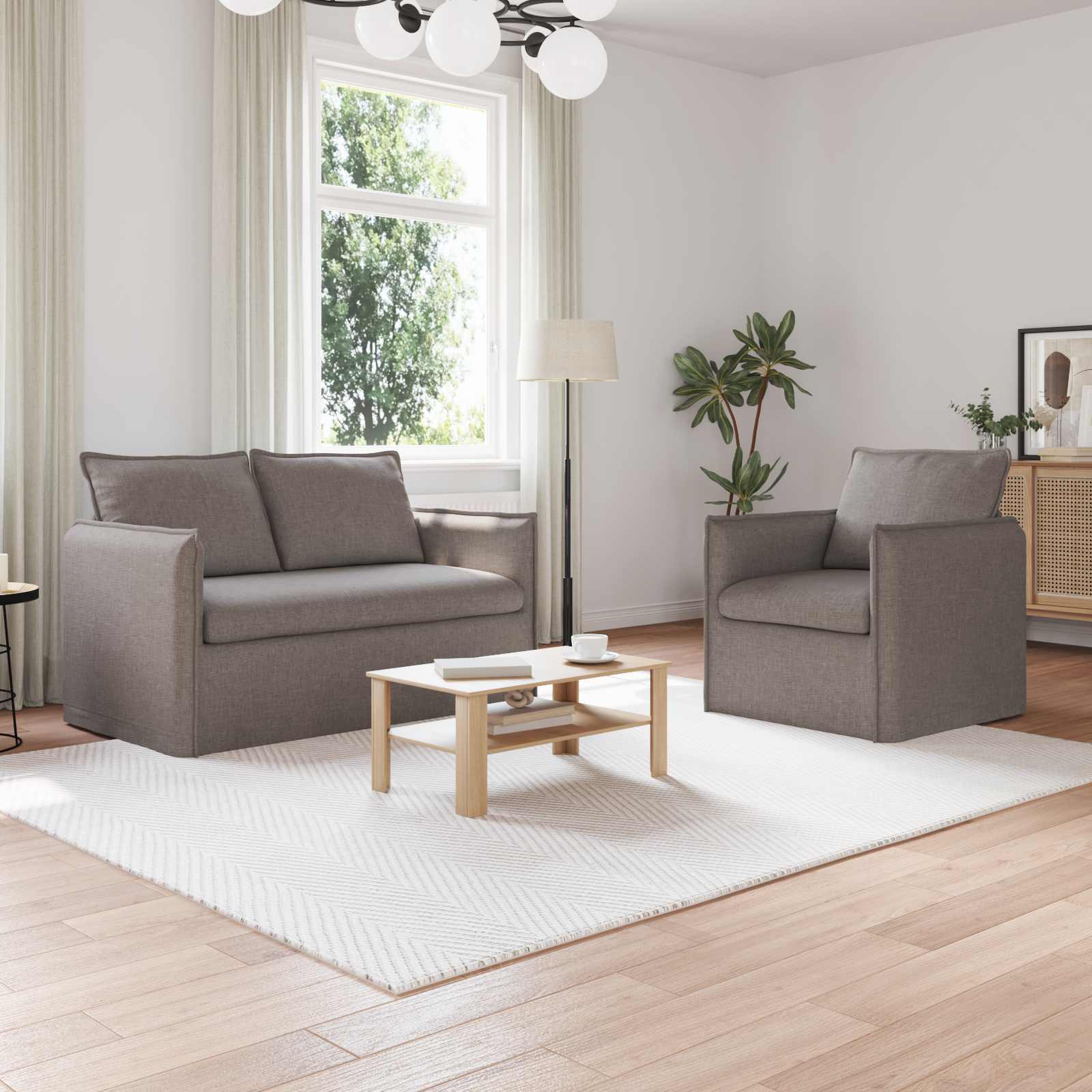 Sofa Set 2 stk. Taupe Stoff