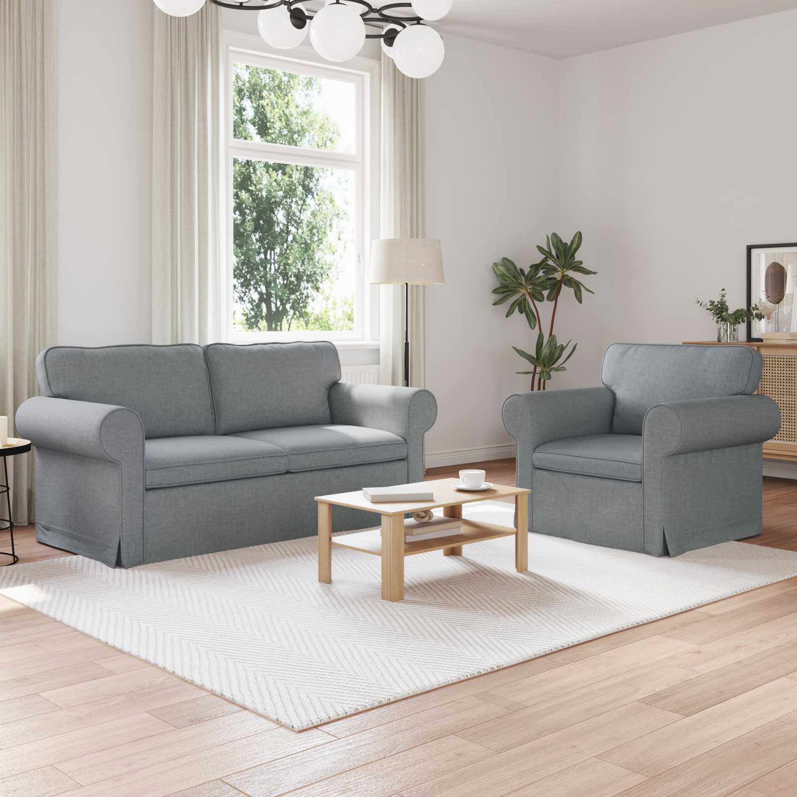 Sofa Set 2 stk. Hellgrau Stoff