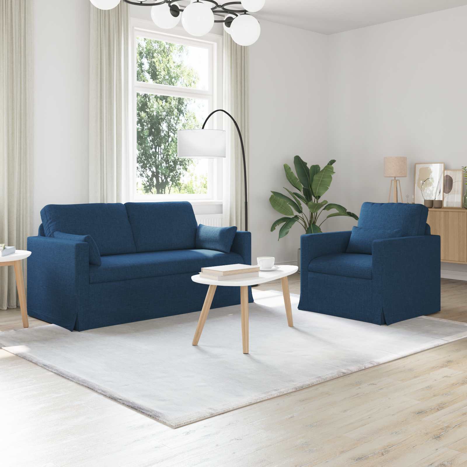 Sofa Set 2 stk. Blau Stoff