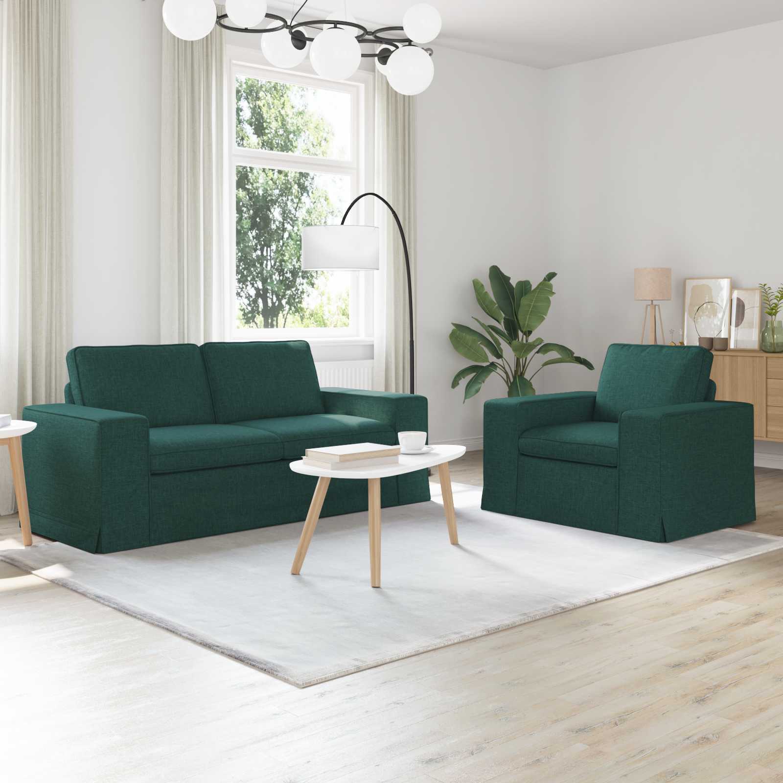Sofa Set 2 stk. Dunkelgrün Stoff